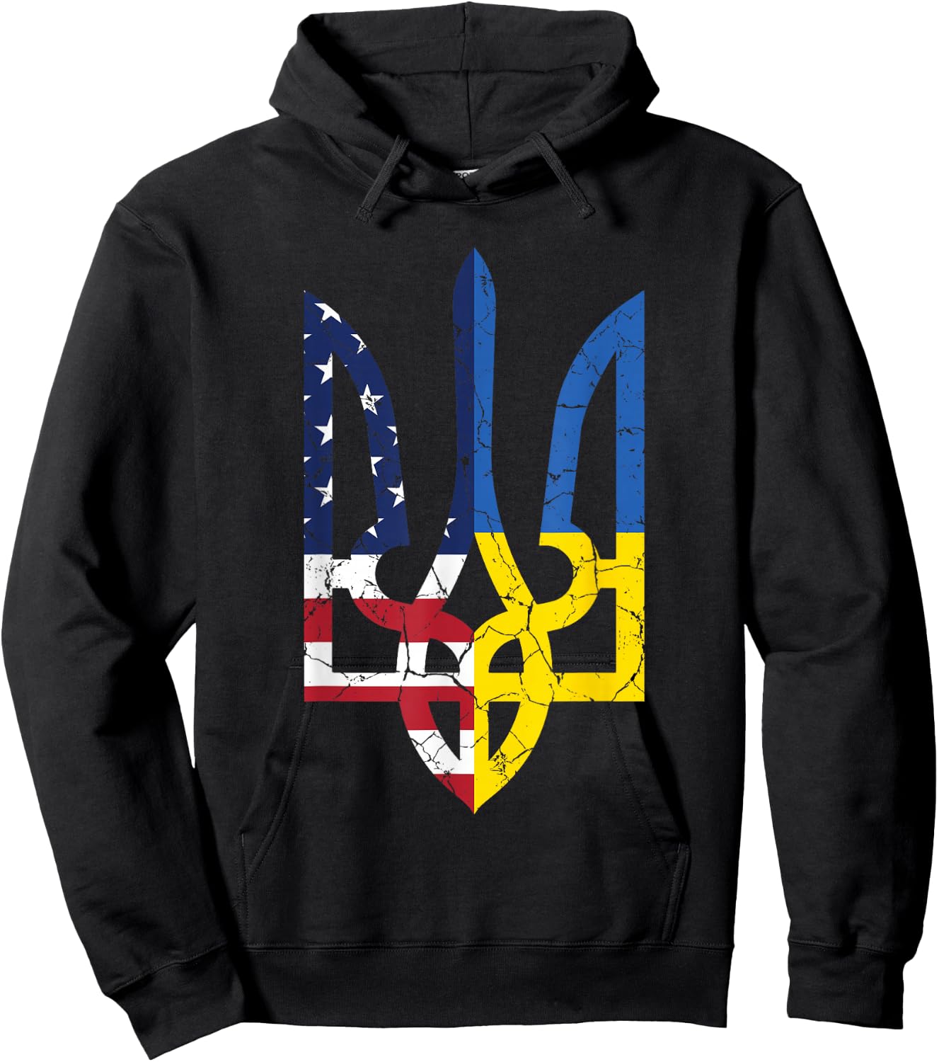 Ukrainian American Flag Symbol Love Support US Ukraine Gift Hoodie - Hoodie | Black