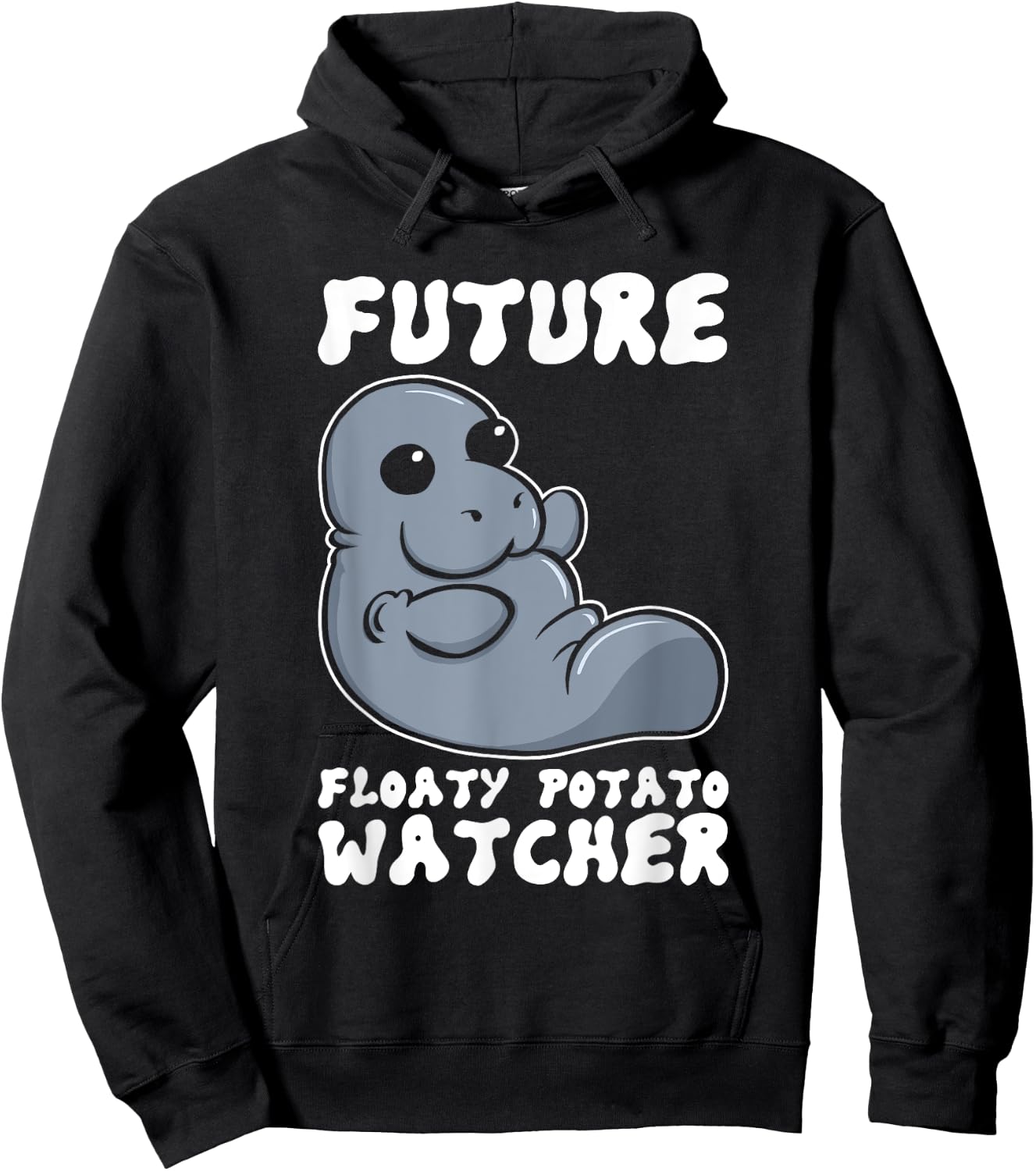 Future Floaty Potato Watcher Funny Marine Biologist Manatee Hoodie - Hoodie | Black
