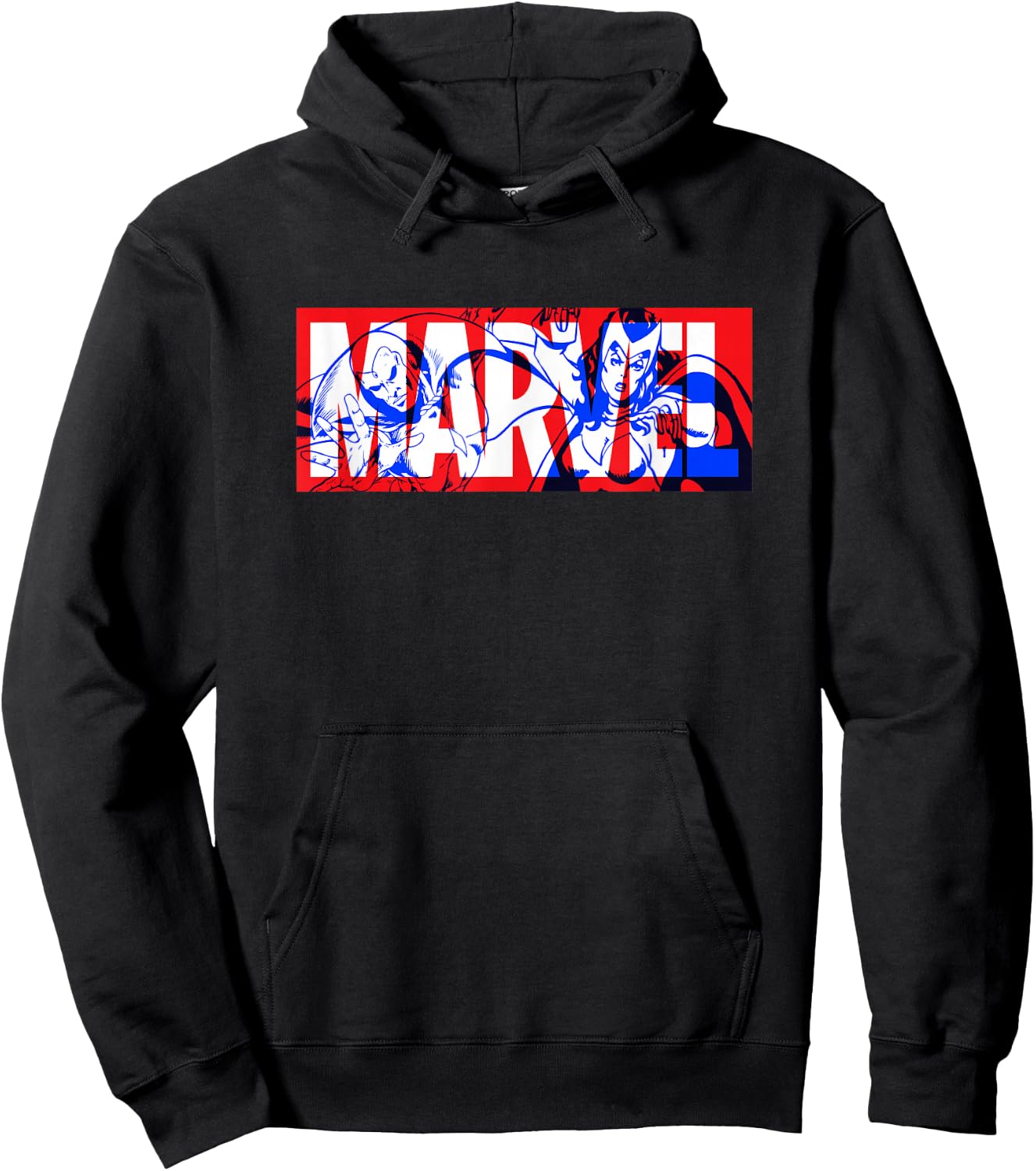 Marvel Logo Vision and The Scarlet Witch Comic Art Avengers Hoodie - Hoodie | Black