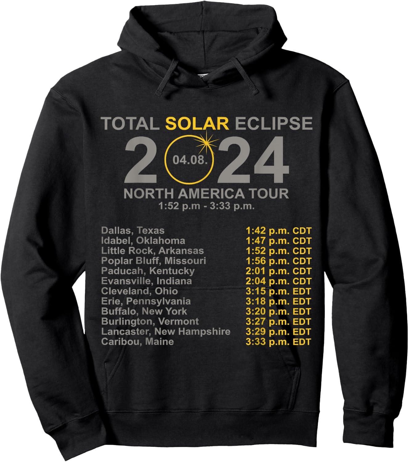2024 Total Solar Eclipse April 8 Path Of The Eclipse Hoodie - Hoodie | Black
