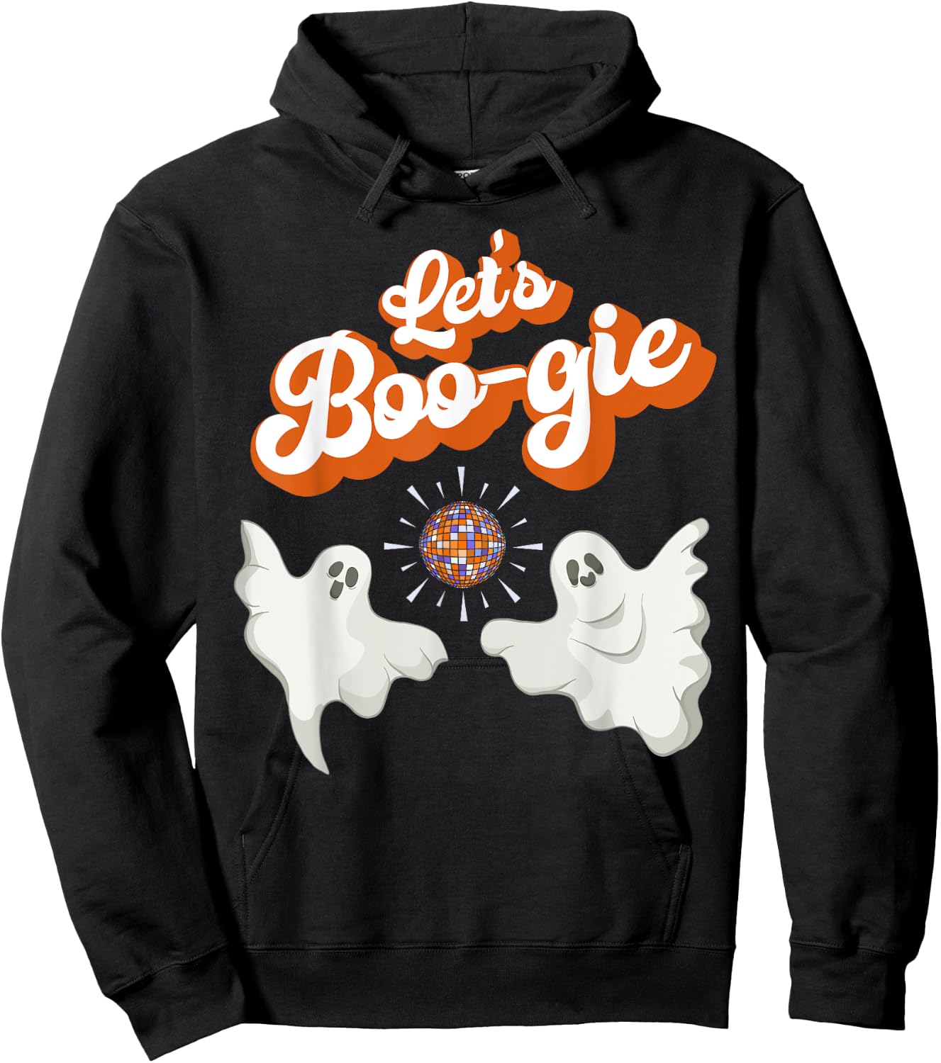 Let's Boo-gie Retro Disco 70's Ghosts Let's Boogie Halloween Hoodie - Hoodie | Black