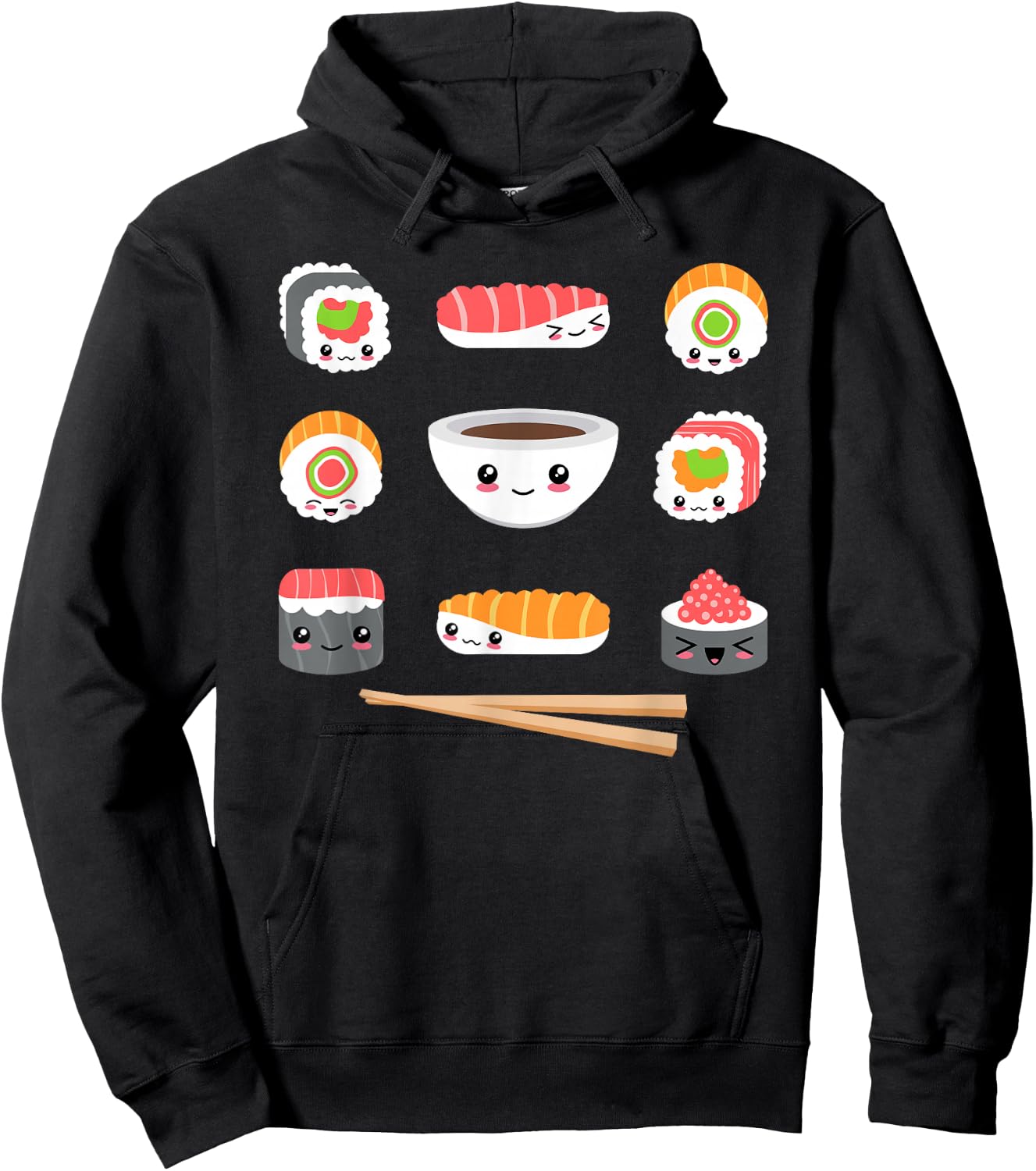 Funny Japanese Food Kawaii Sushi Lovers Anime Men Women Kids Hoodie - Hoodie | Black