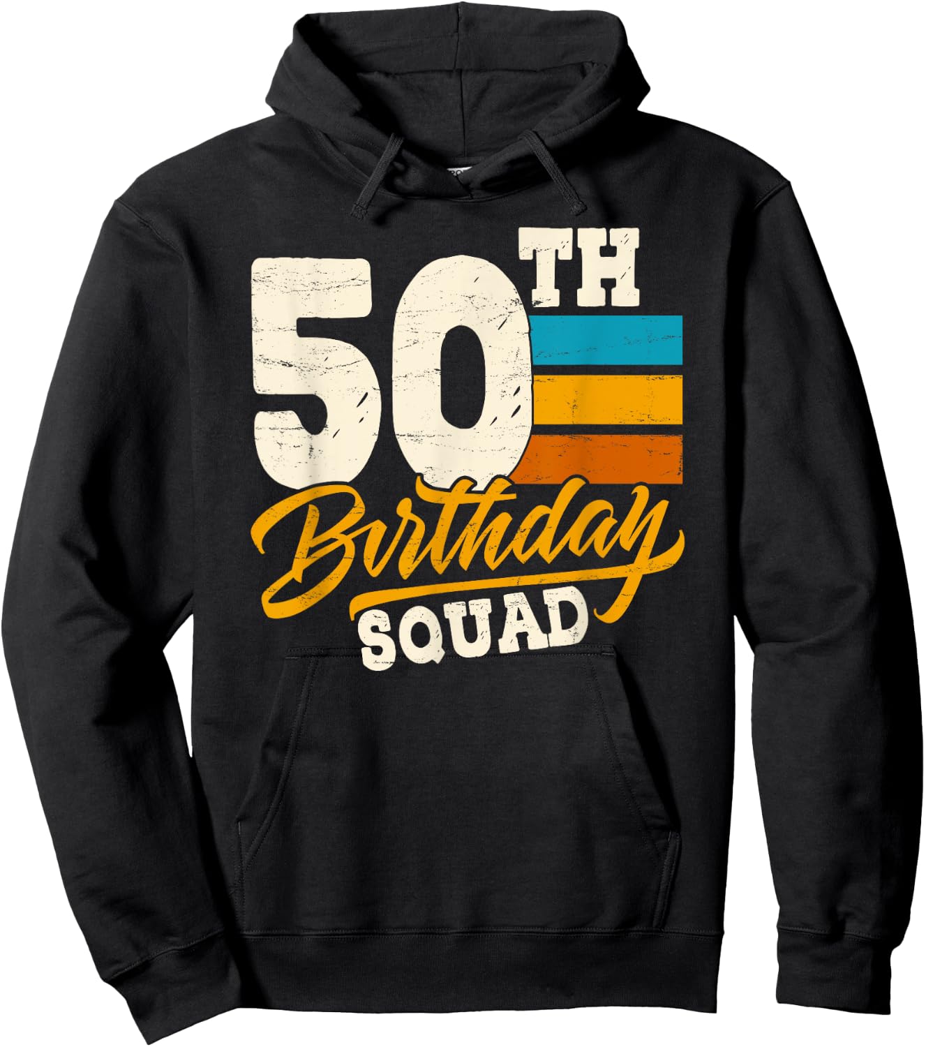 50th Birthday for Squad group- 50 Yrs Old Bday Vintage Retro Hoodie - Hoodie | Black