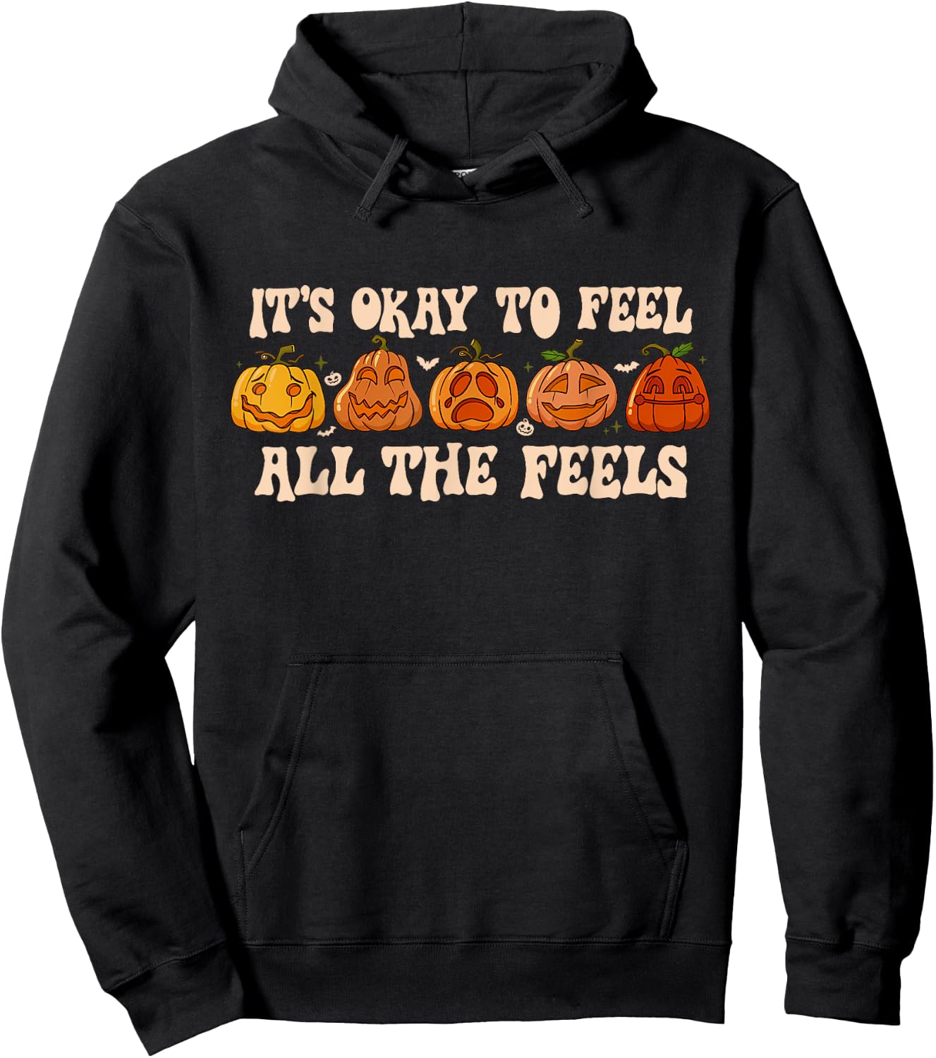 It's Okay To Feel Mental Health Fall Pumpkin Halloween Hoodie - Hoodie | Black