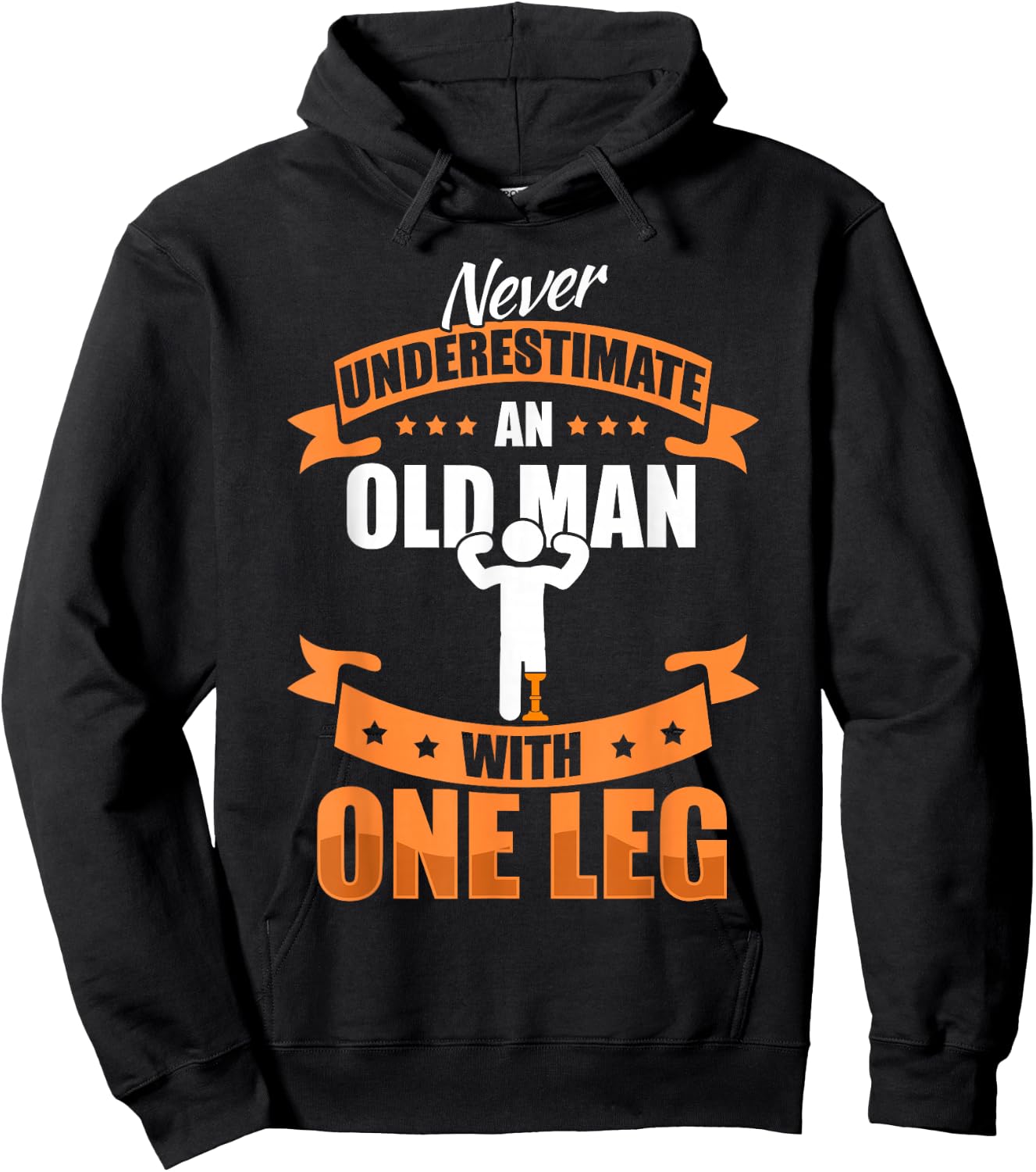 Leg Prosthesis Old Man & Leg Amputation Prosthesis Hoodie - Hoodie | Black