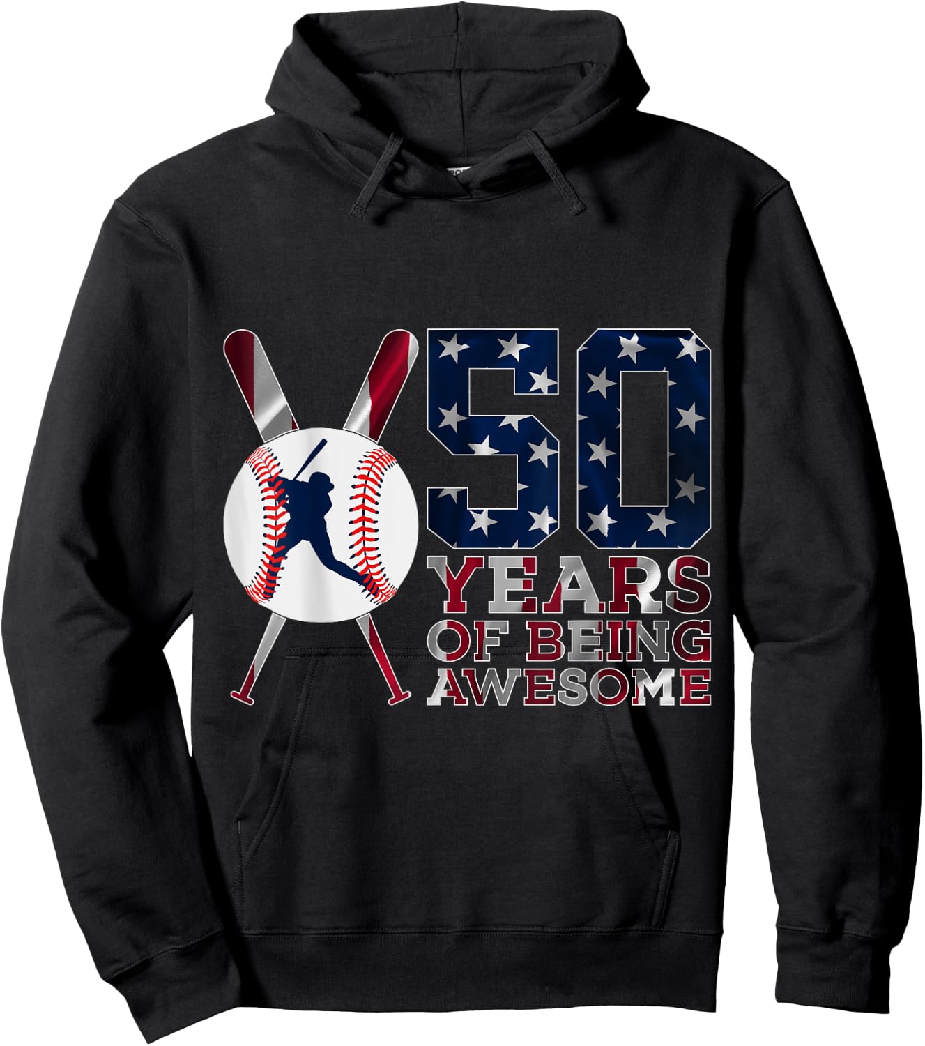 50 Years of Being Awesome Baseball 50th Birthday Hoodie - Hoodie | Black