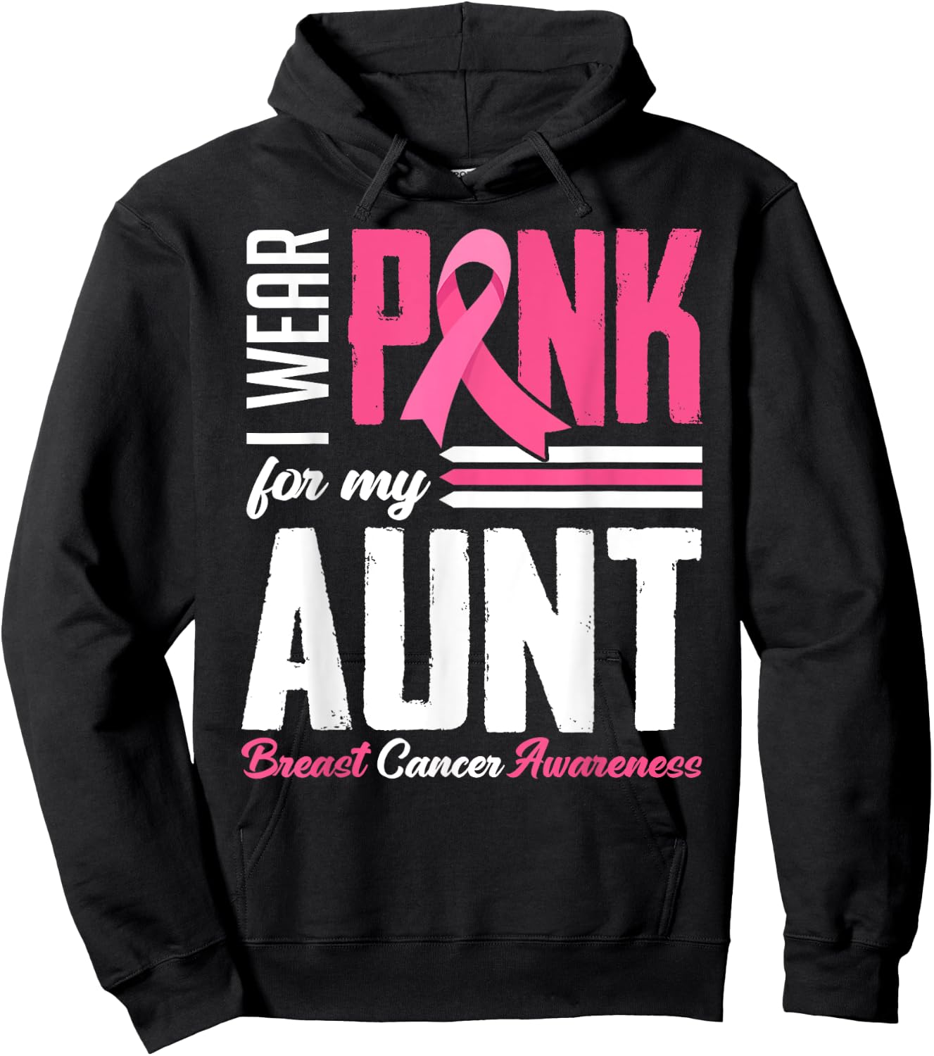 I Wear Pink For My Aunt Breast Cancer Awareness Family Hoodie - Hoodie | Black