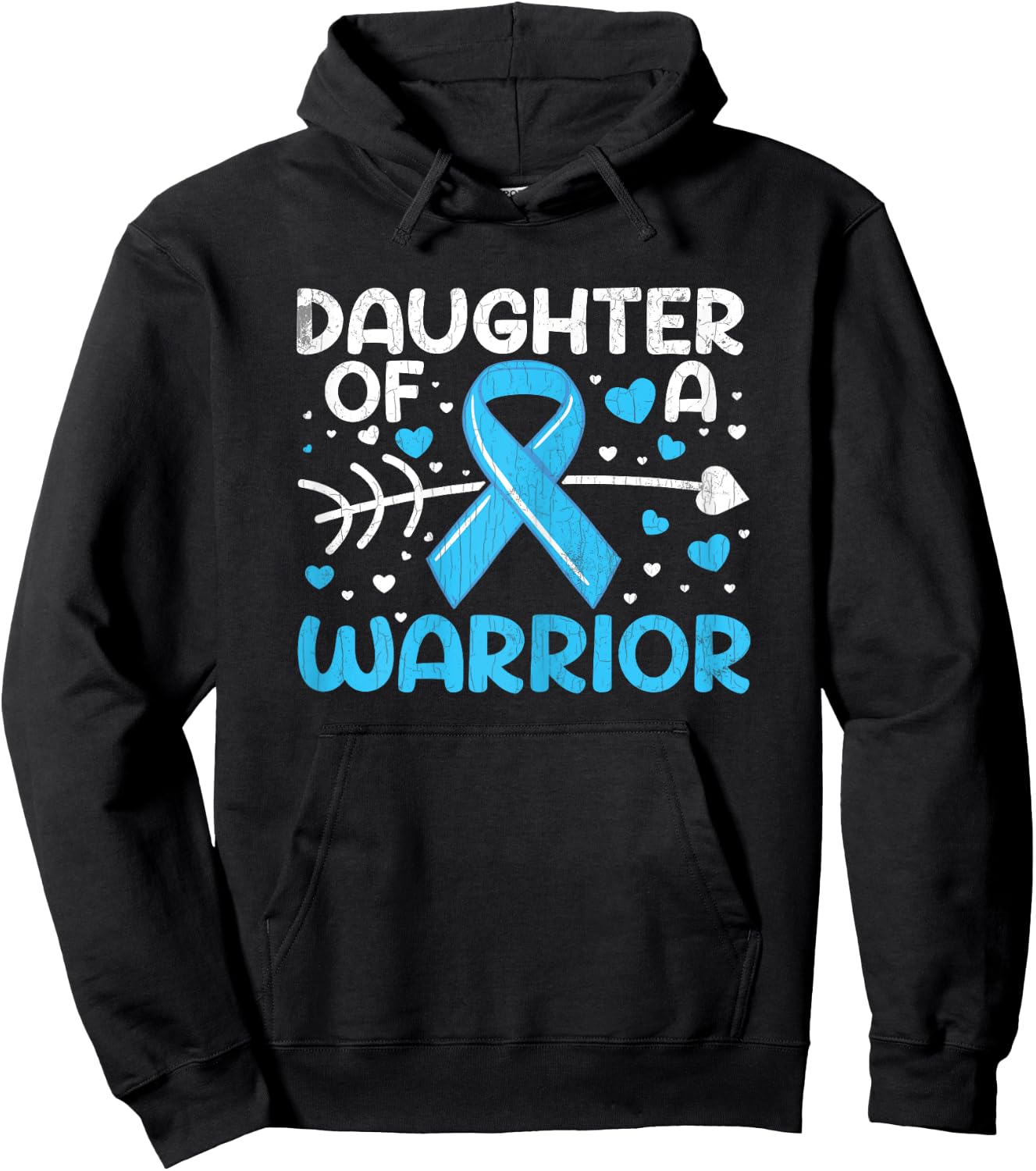 Daughter Of Warrior Prostate Cancer Awareness Blue Graphic Hoodie - Hoodie | Black