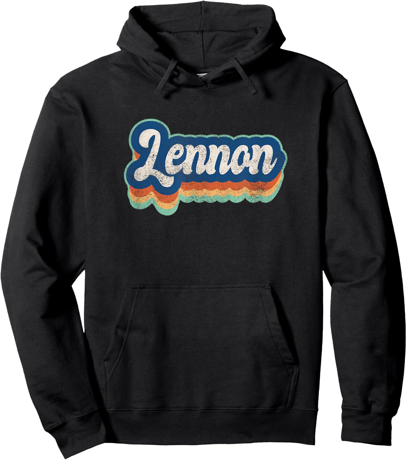 Lennon First Name Boy Vintage Style 70s 80s Personalized Hoodie - Hoodie | Black