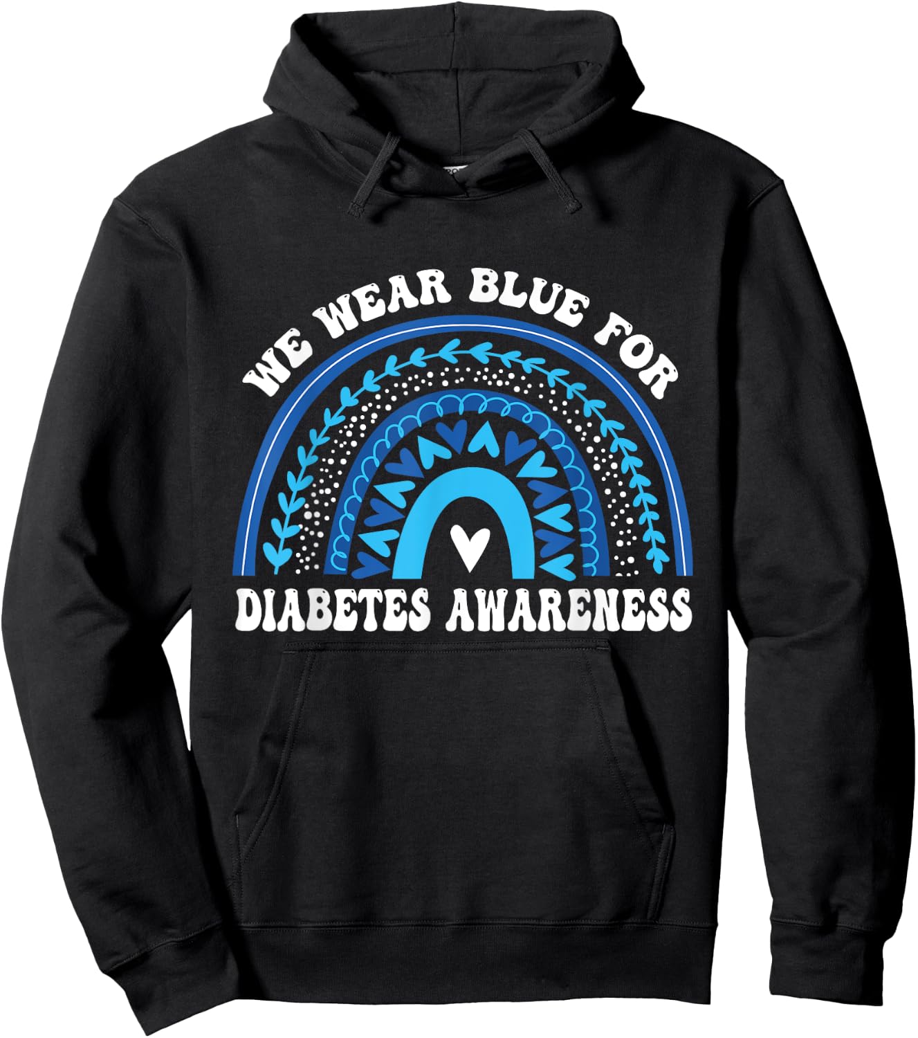 In November We Wear Blue Rainbow Diabetes Awareness Month Hoodie - Hoodie | Black