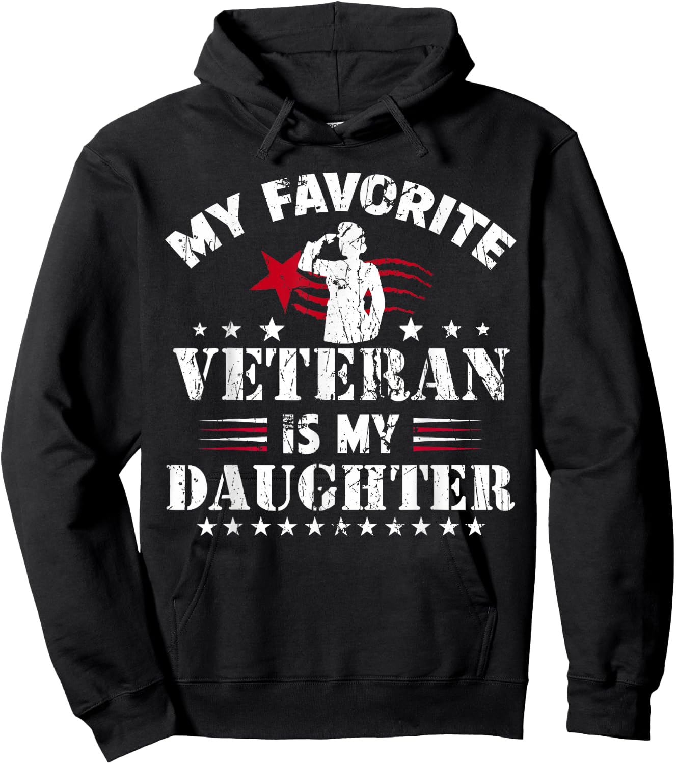 My Favorite Veteran Is My Daughter Usa Flag Vintage Women Men Hoodie - Hoodie | Black