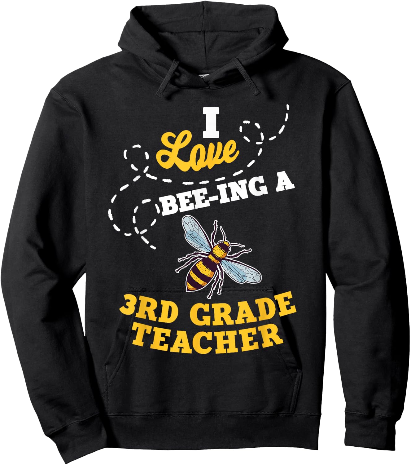 I Love Bee-Ing A 3rd Grade Teacher Honey Bee Job Profession Hoodie - Hoodie | Black