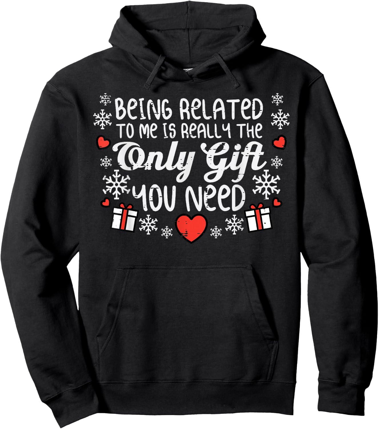 Being Related To Me Funny Christmas Men Women Kids Xmas Hoodie - Hoodie | Black