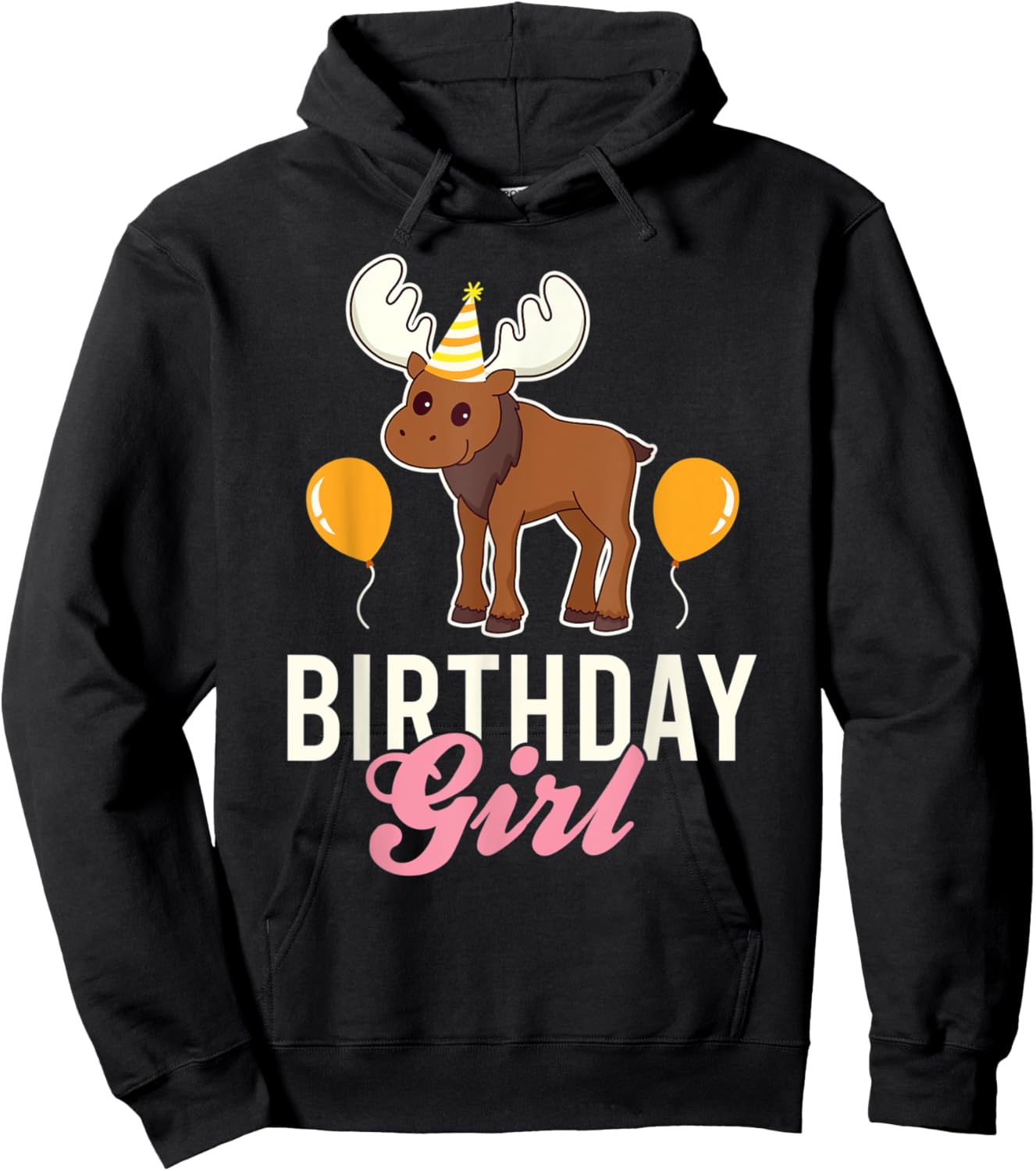Cute Moose Birthday Girl Kawaii Hoodie - Hoodie | Black