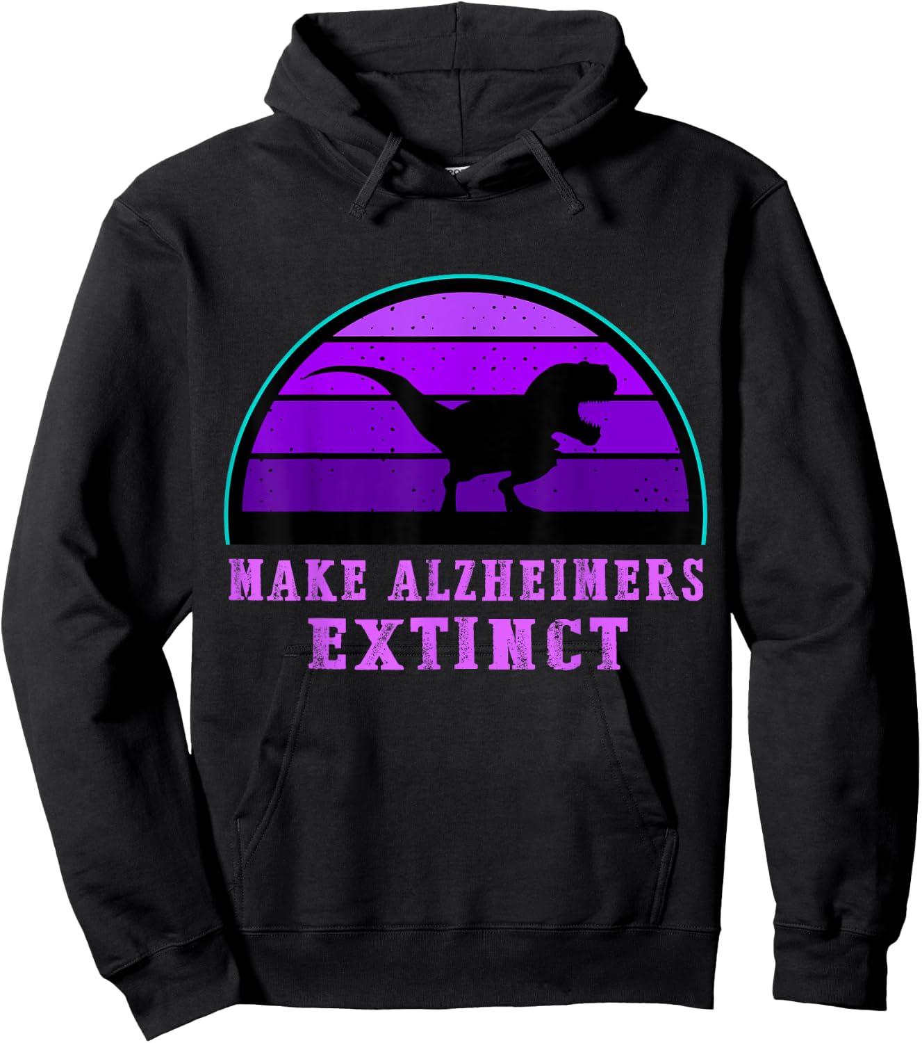 Trex Dinosaur Make Alzheimers Extinct Awareness Kid Support Hoodie - Hoodie | Black