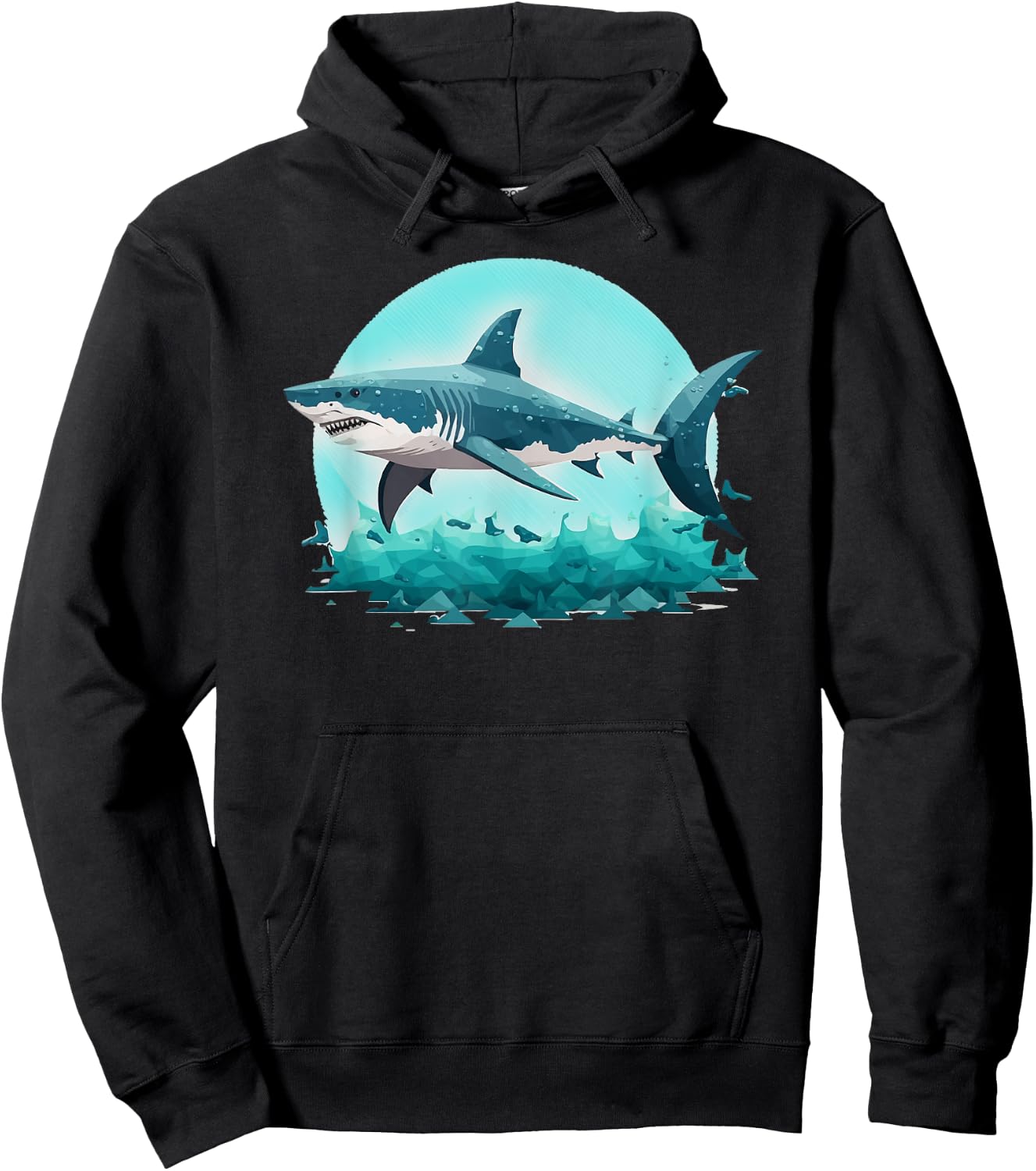 White Great Shark Open Ocean Hoodie - Hoodie | Black
