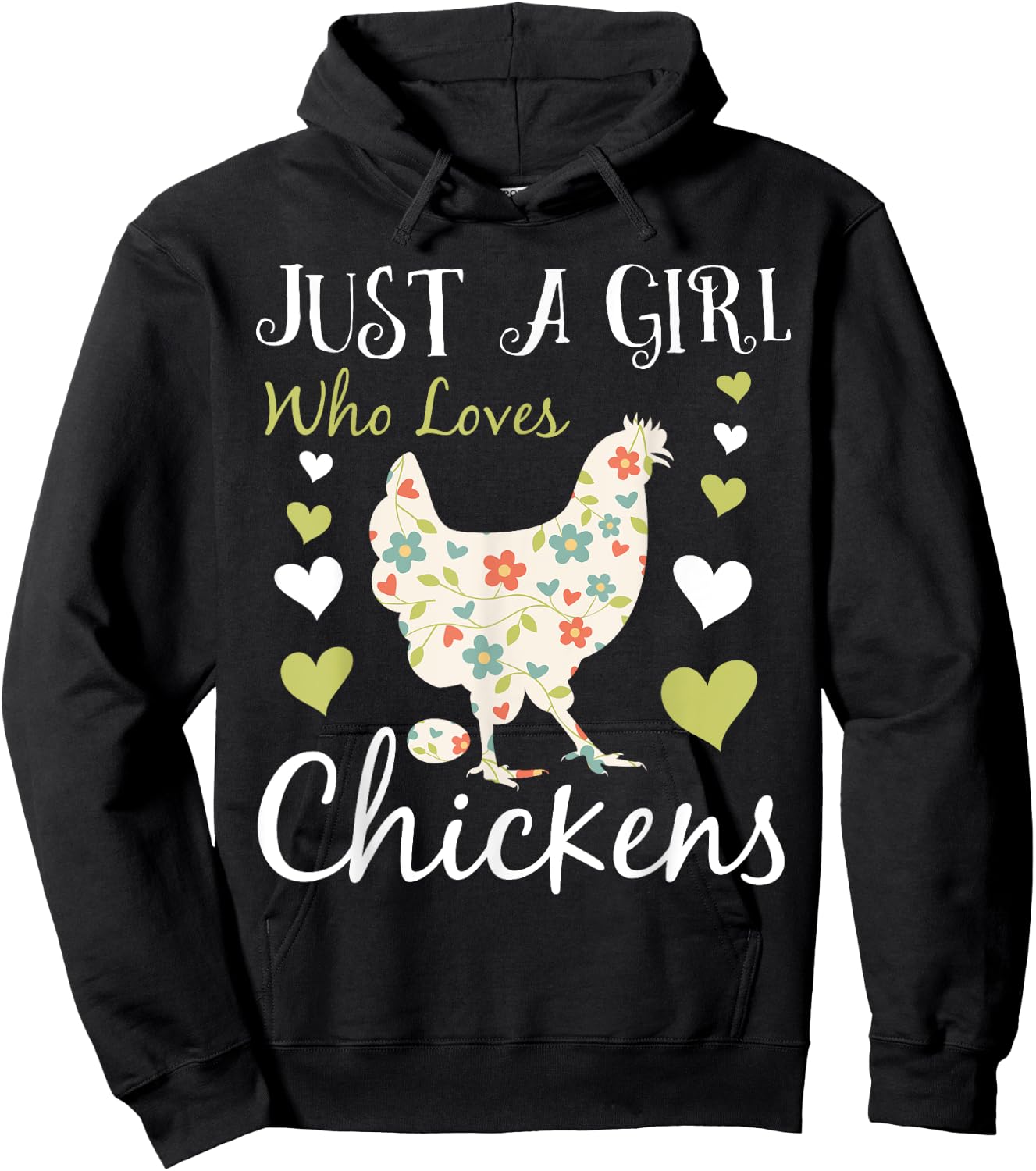 Cool Chicken Design Girls Chicken Farmer Lovers Hoodie - Hoodie | Black
