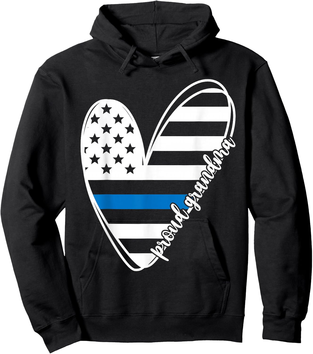 Proud Grandma Heart Police Grandma Of A Police Officer Hoodie - Hoodie | Black