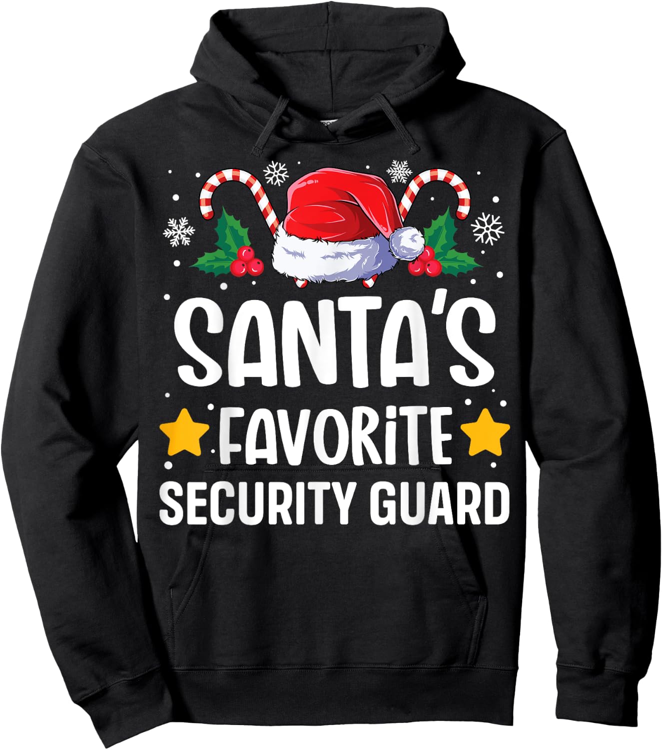 Santas Favorite Security Guard Christmas Matching Group Pj Hoodie - Hoodie | Black