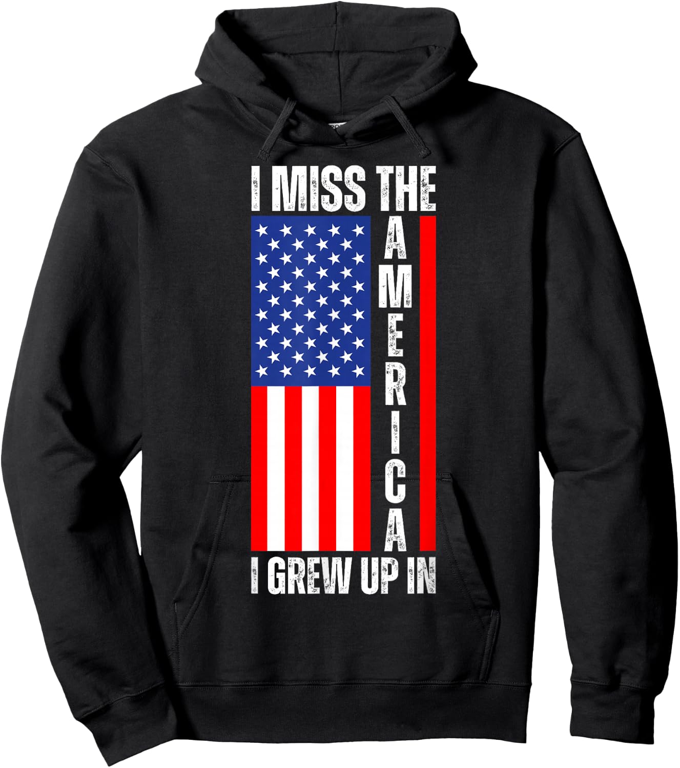 I Miss The America I Grew Up In - Upside Down American Flag Hoodie - Hoodie | Black