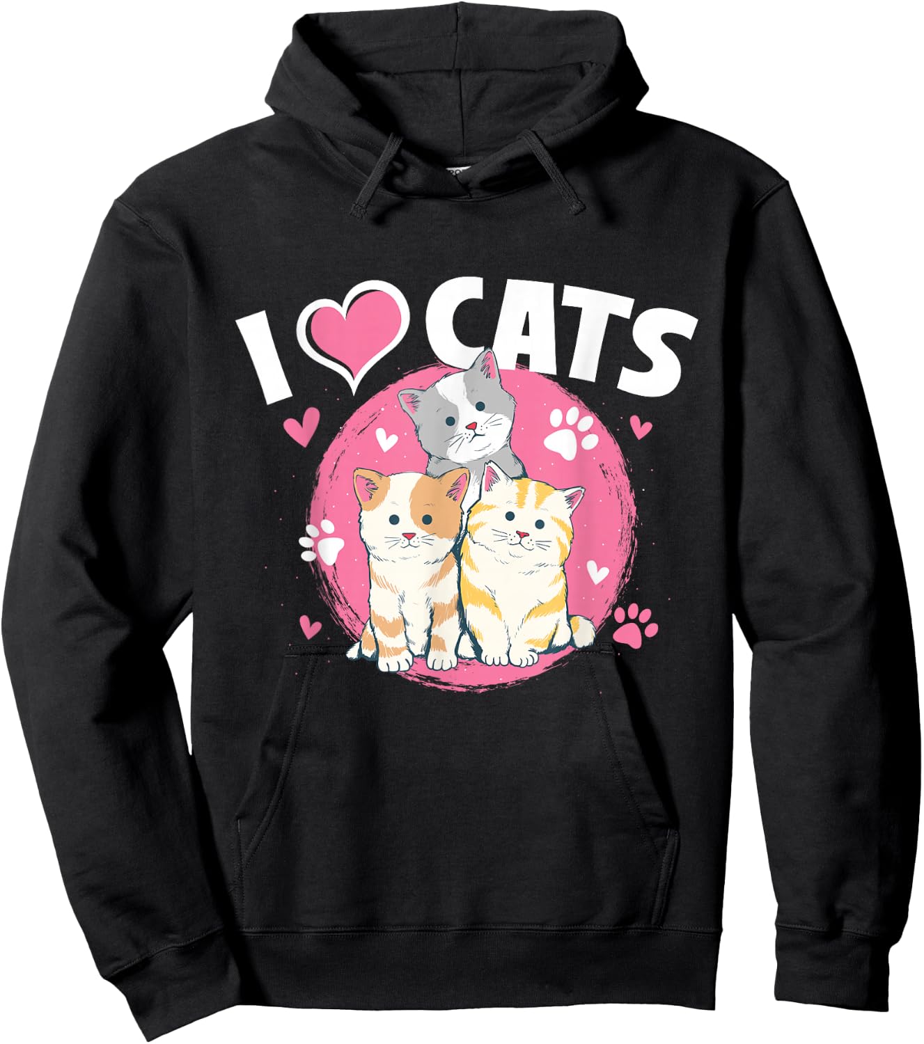 I Love Cats - Feline Animal Lover Pet Owner Veterinarian Hoodie - Hoodie | Black