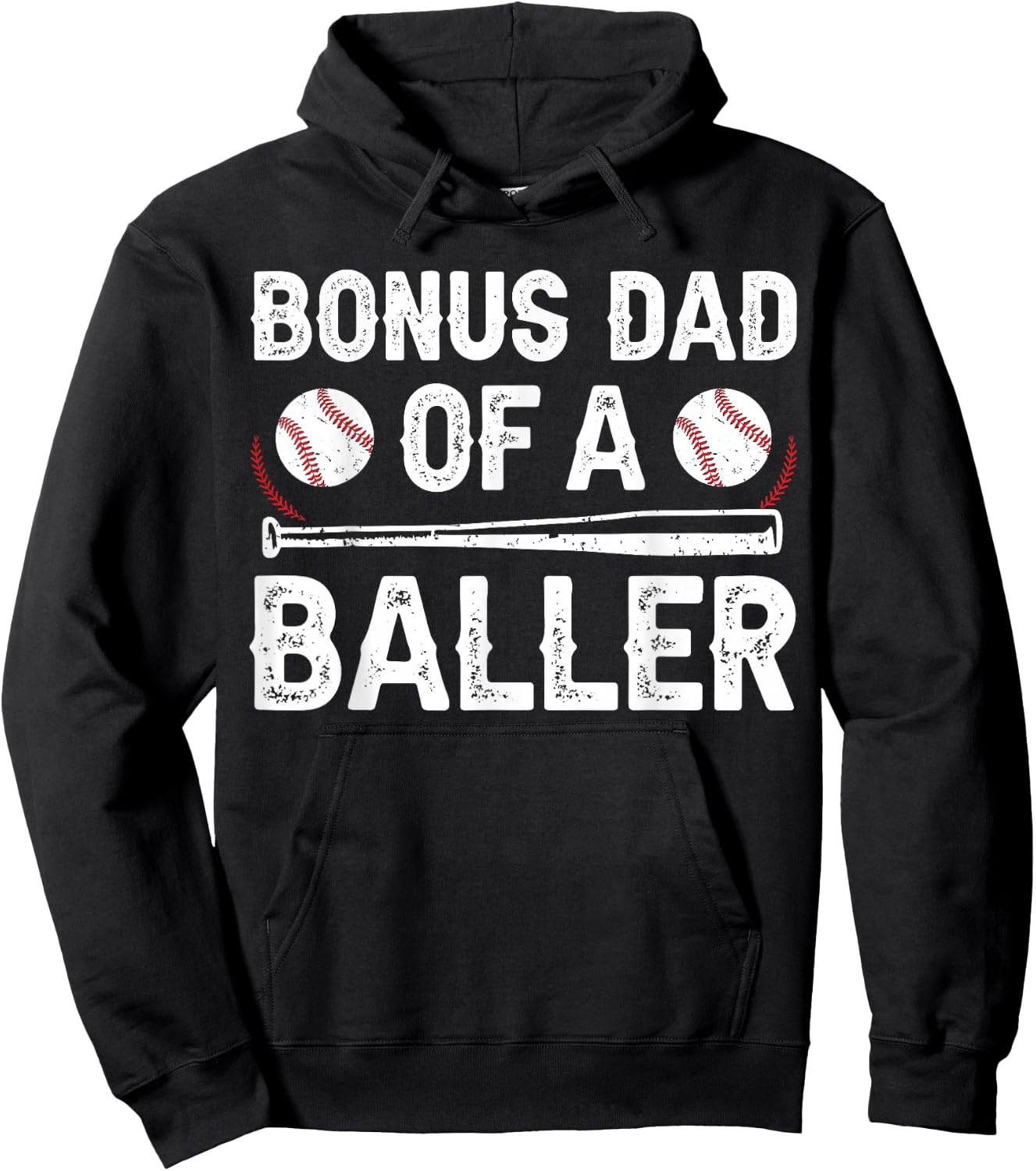 Bonus Dad Of A Baller Baseball Bonus Dad Baseball Step Dad Hoodie - Hoodie | Black