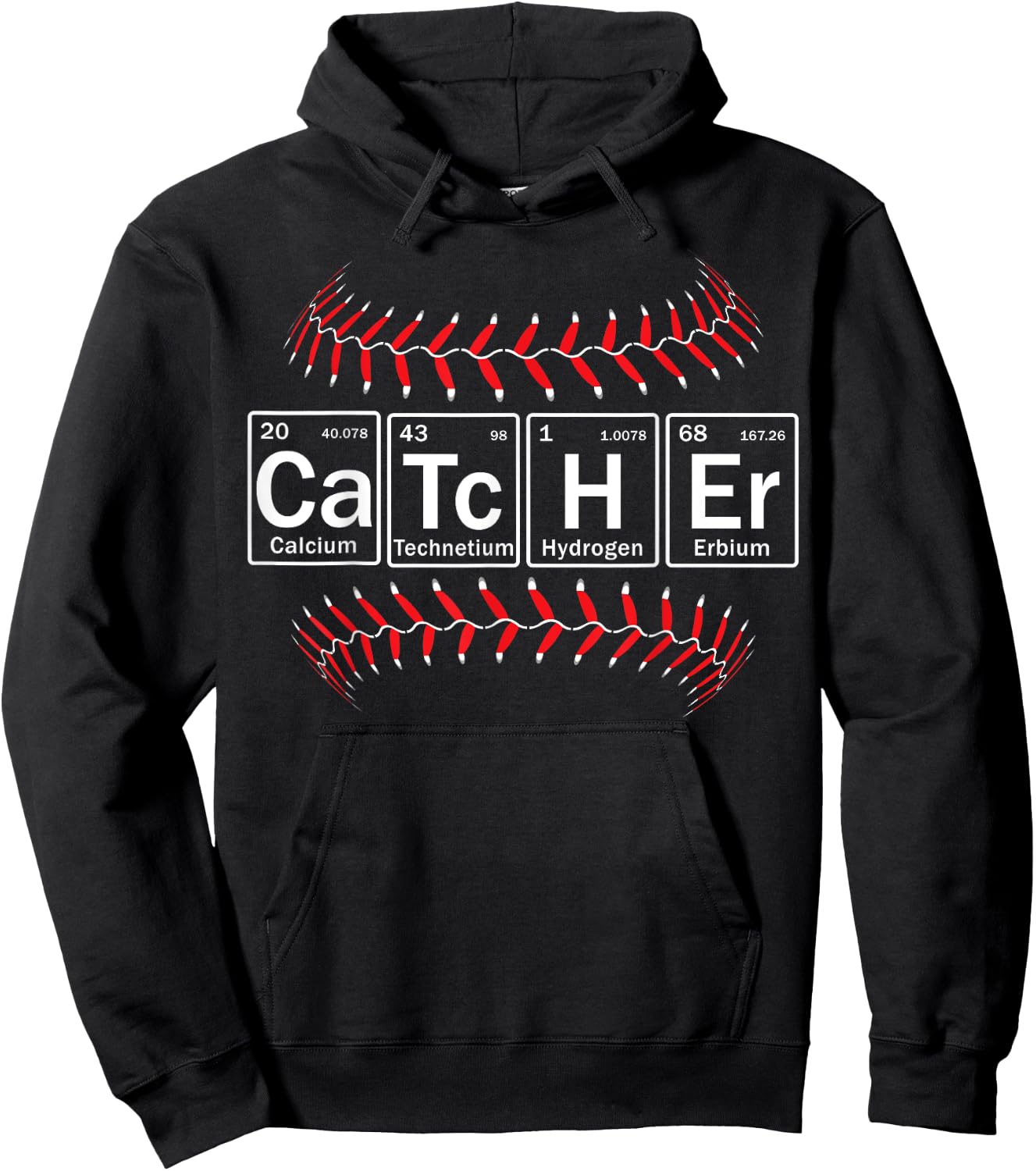 Baseball Catcher in Periodic Table Elements Funny Softball Hoodie - Hoodie | Black