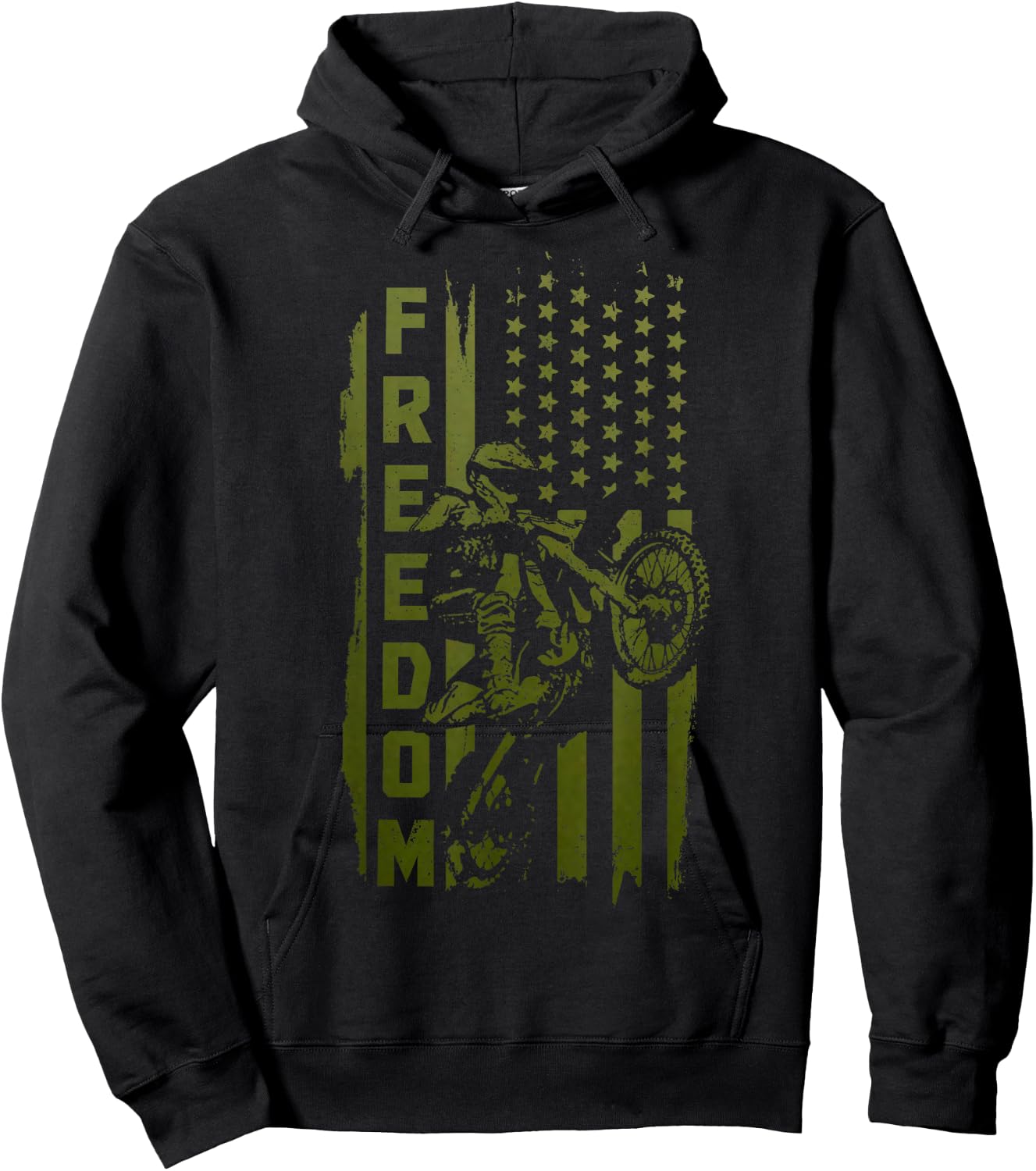 Dirt Bike Freedom American Flag MX Patriotic Motocross Kids Men Hoodie - Hoodie | Black