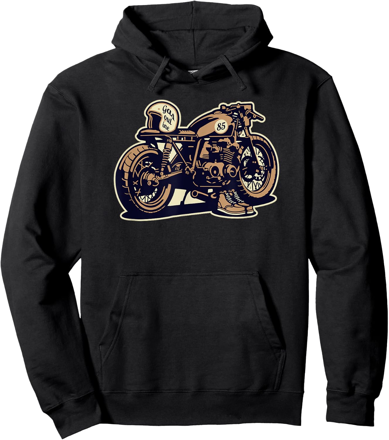 Simple Cafe Racer Bike No Words Biker On Dark Hoodie - Hoodie | Black