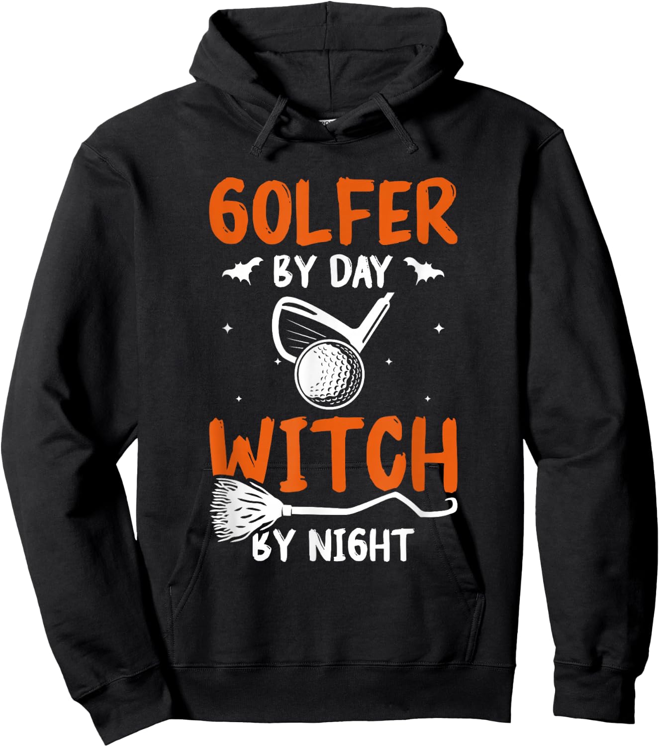 Golfer By Day Witch By Night Golf Golfing Halloween Hoodie - Hoodie | Black