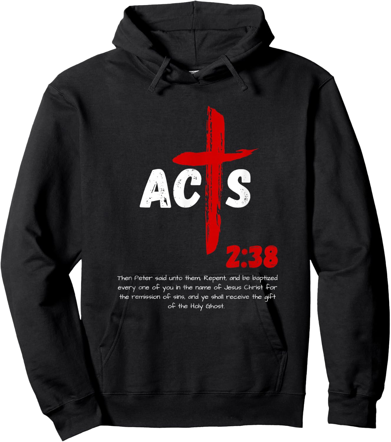 Acts 2:38 Baptized in Jesus Name Cross Pentecostal Apostolic Hoodie - Hoodie | Black