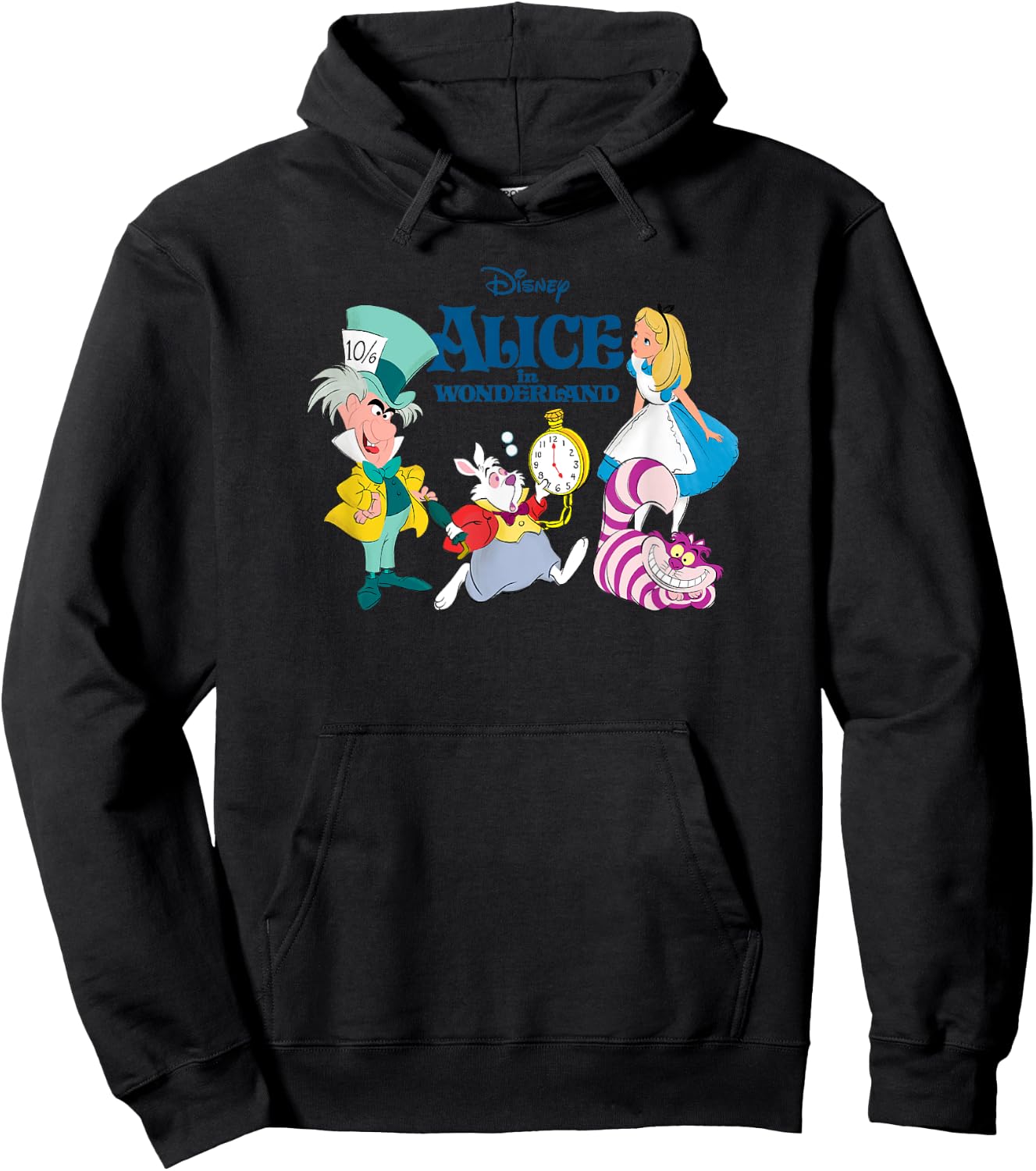 Disney Alice in Wonderland Group Shot & Logo Hoodie - Hoodie | Black