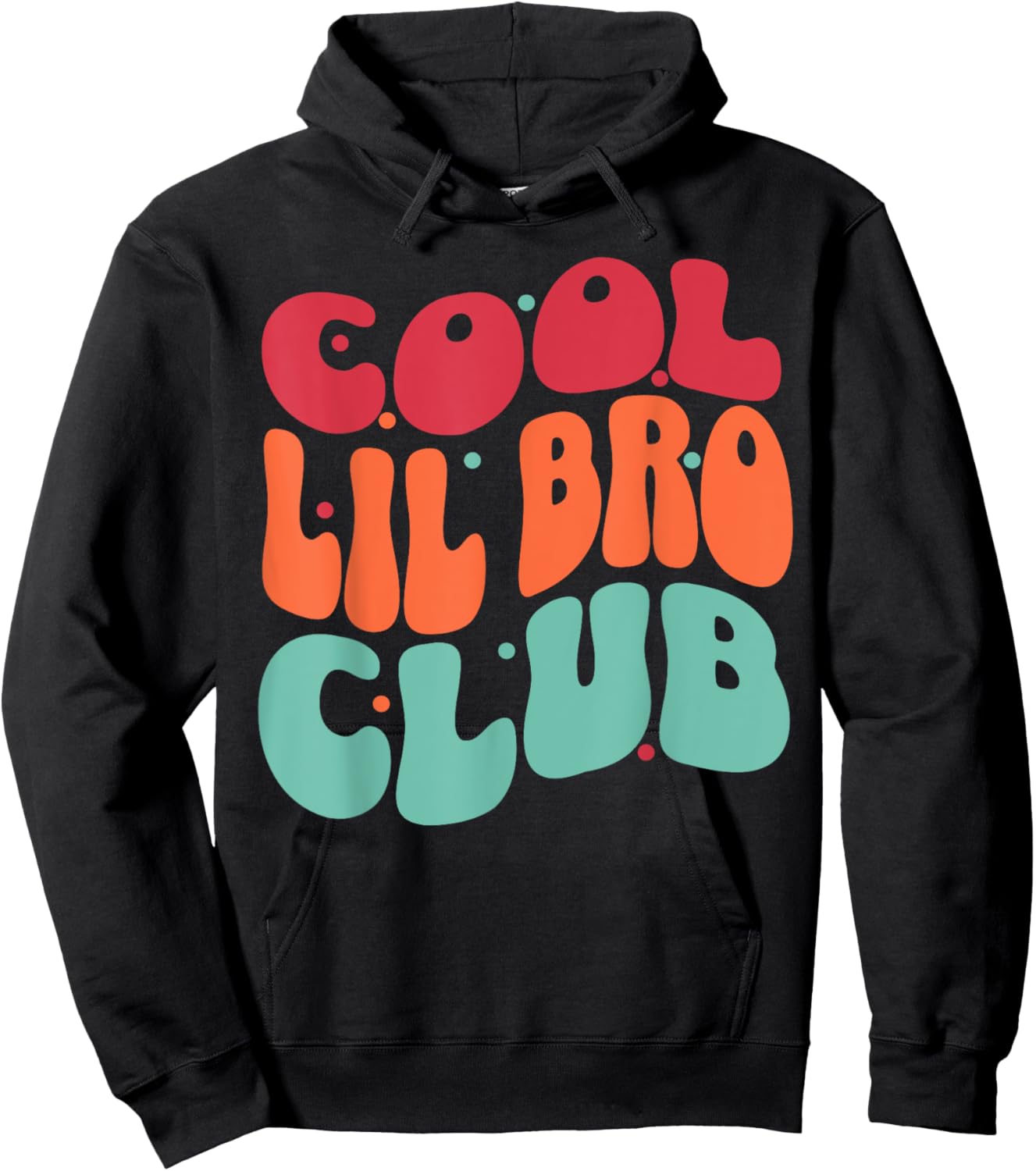 Cool Lil Bro Club Groovy Little Brother Retro 70s Sibling Hoodie - Hoodie | Black