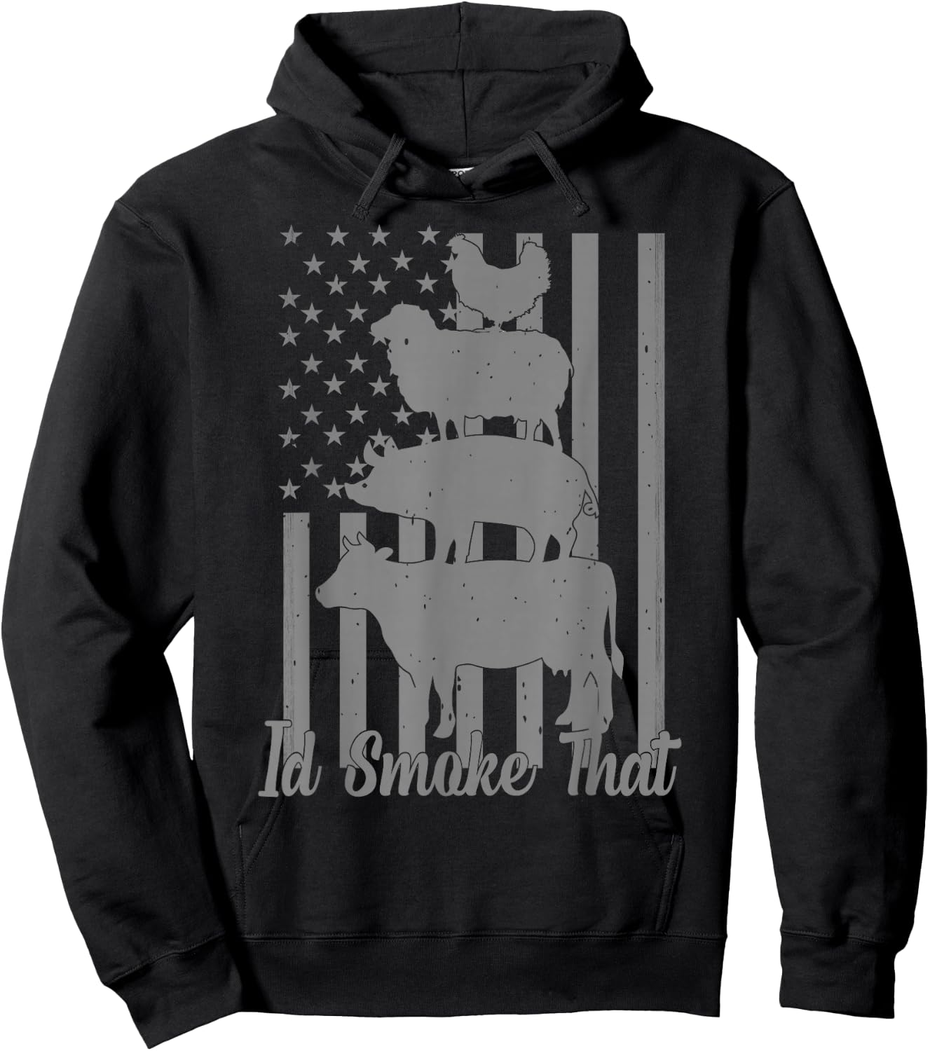 Id Smoke That Funny Grilling I'd Smoke That US Flag 4th July Hoodie - Hoodie | Black