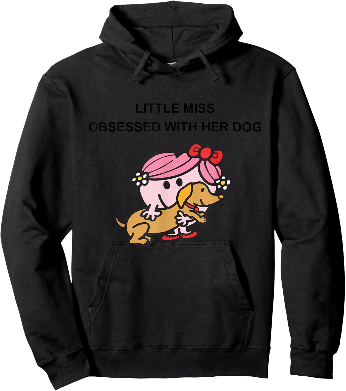 Little Miss Obsessed With Her Dog Funny Design Hoodie - Hoodie | Black