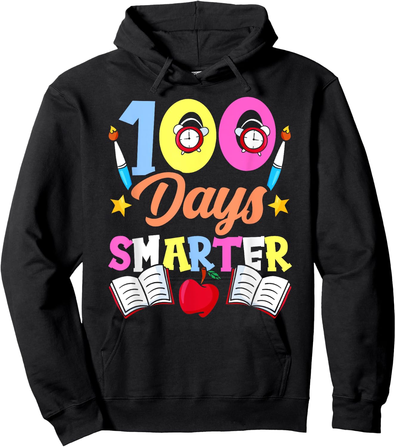 100 Days Smarter Sayings Sweet Cute Team Hoodie - Hoodie | Black
