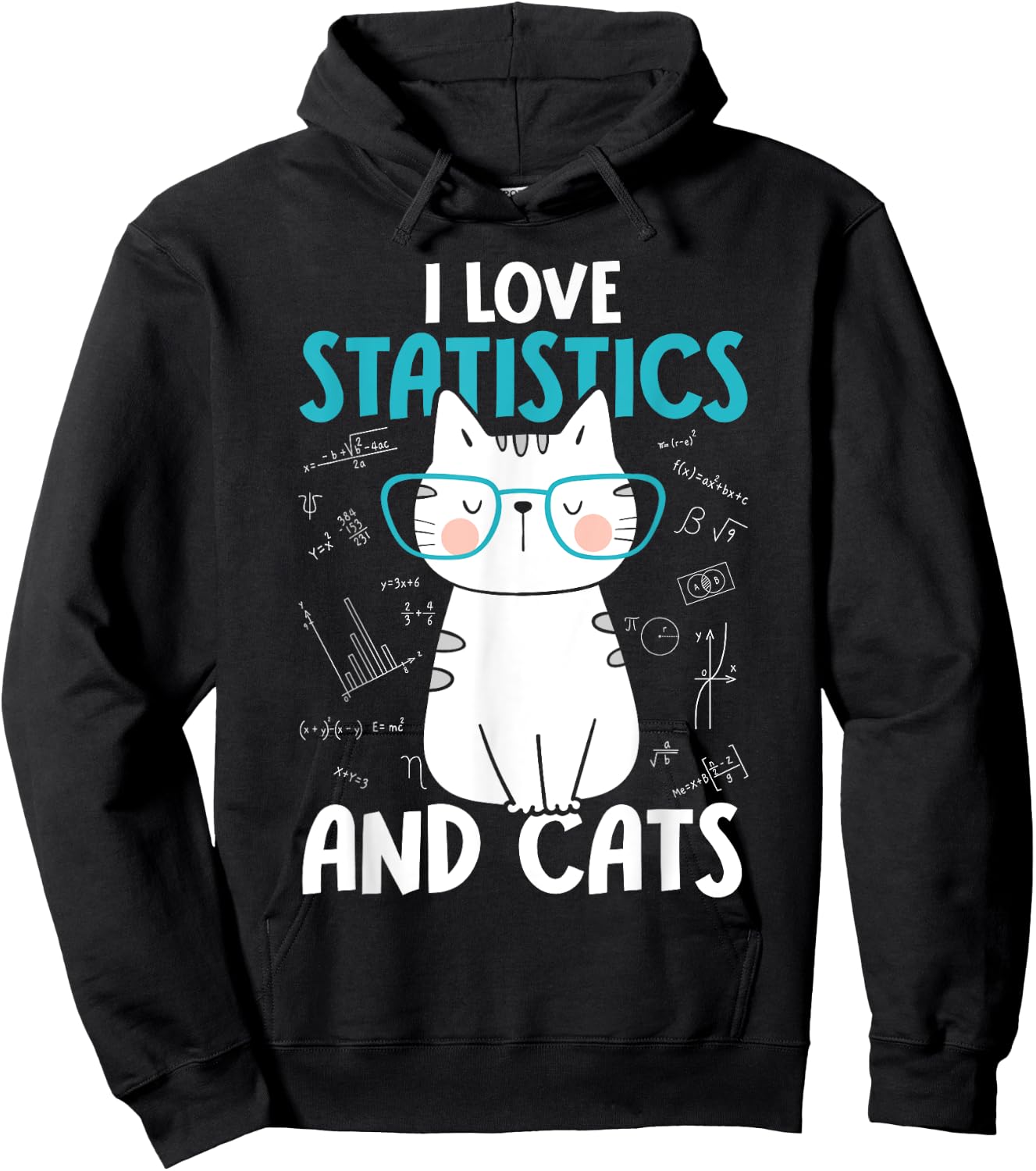 I Love Math and Cats - Funny Statistics Hoodie - Hoodie | Black