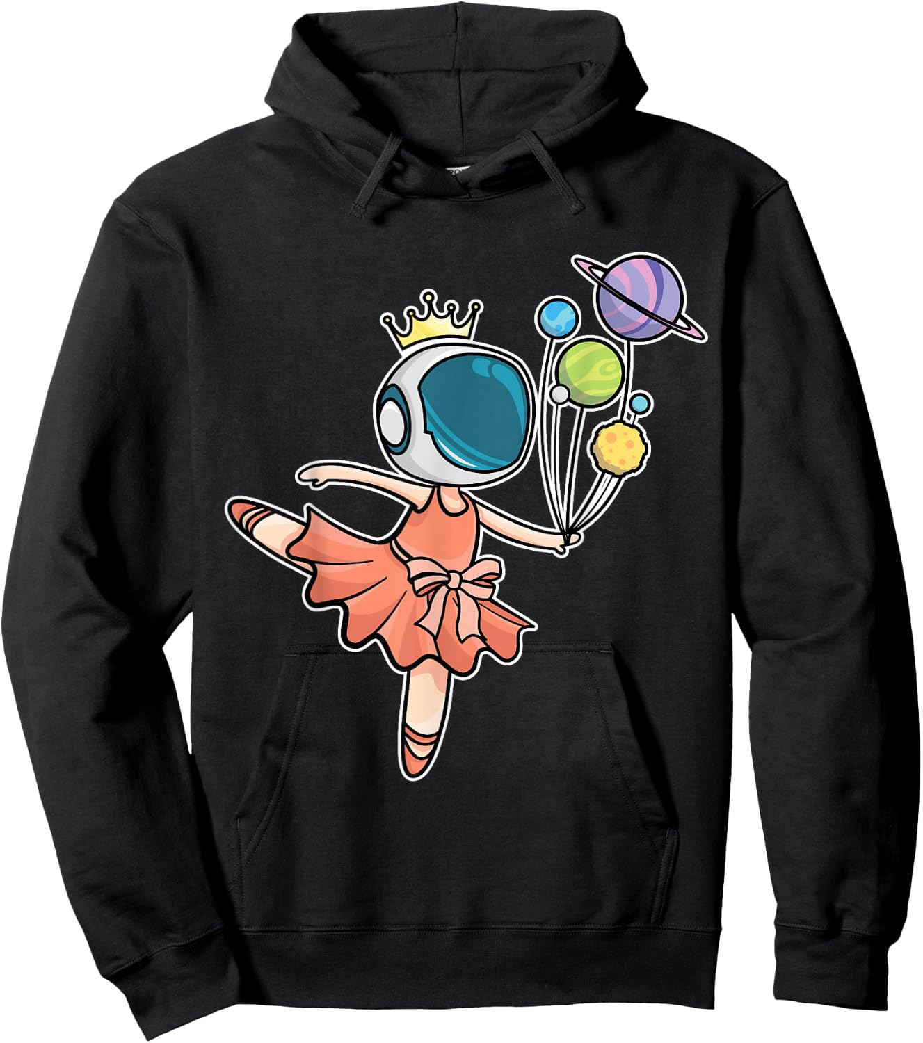 Cute Ballerina Girl Space Astronaut Hoodie - Hoodie | Black