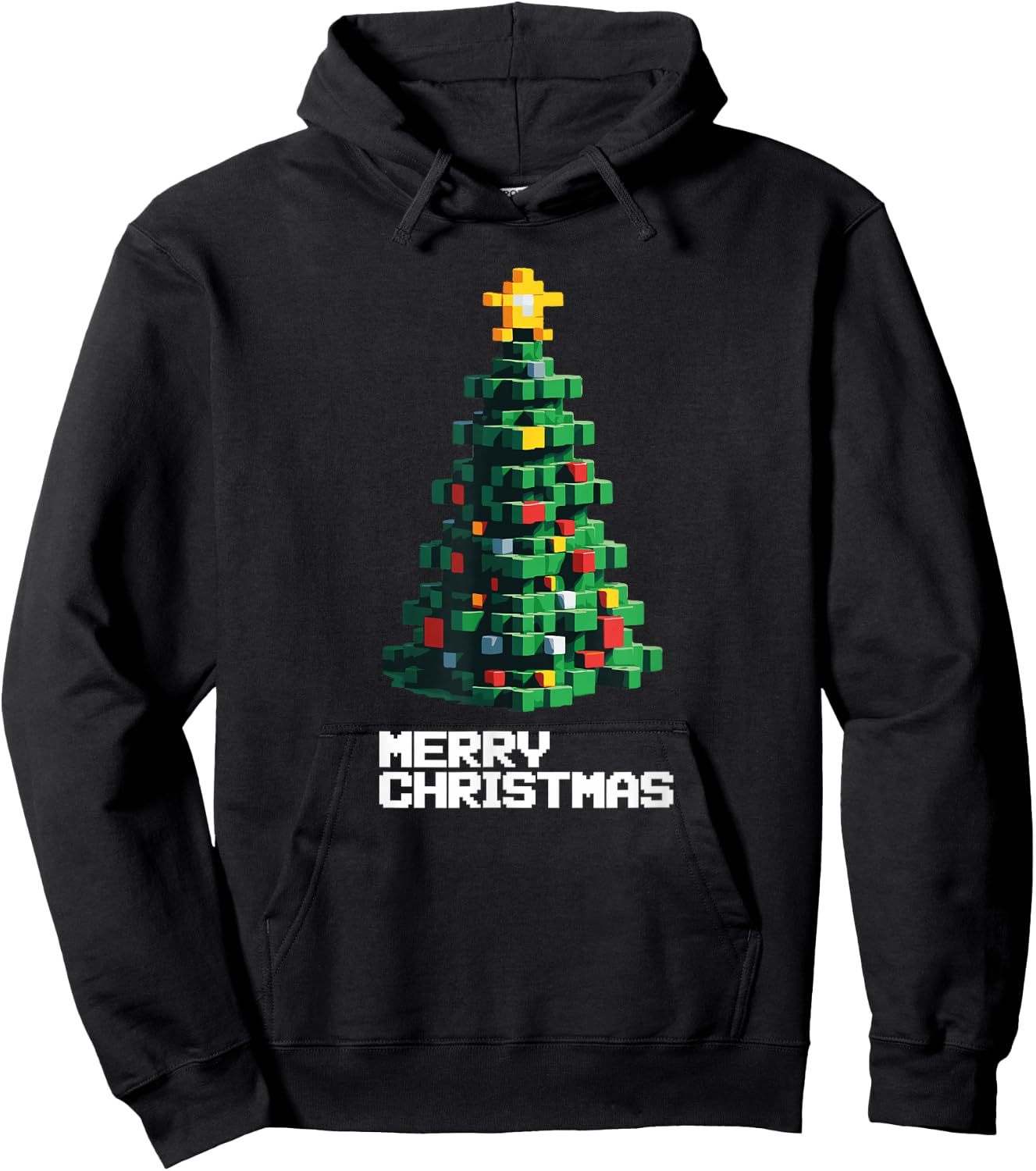 Santa's Christmas Tree Gamer Ugly Xmas Sweater 8-BIt Gaming Hoodie - Hoodie | Black