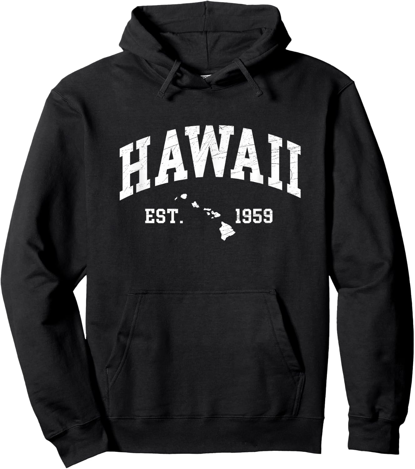 Hawaii Est. 1959 - Distressed / Worn Design Style - Classic Hoodie - Hoodie | Black