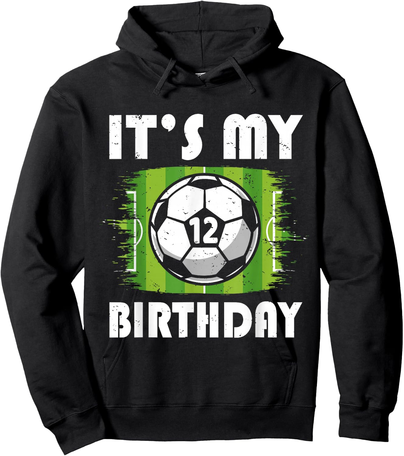 12 Years Old Kids Soccer Player 12th Birthday Boy Hoodie - Hoodie | Black