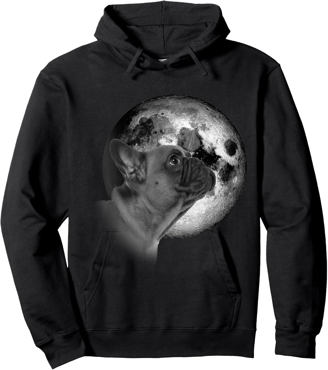 Funny cute French Bulldog with Moon Frenchie Dog Lovers Hoodie - Hoodie | Black