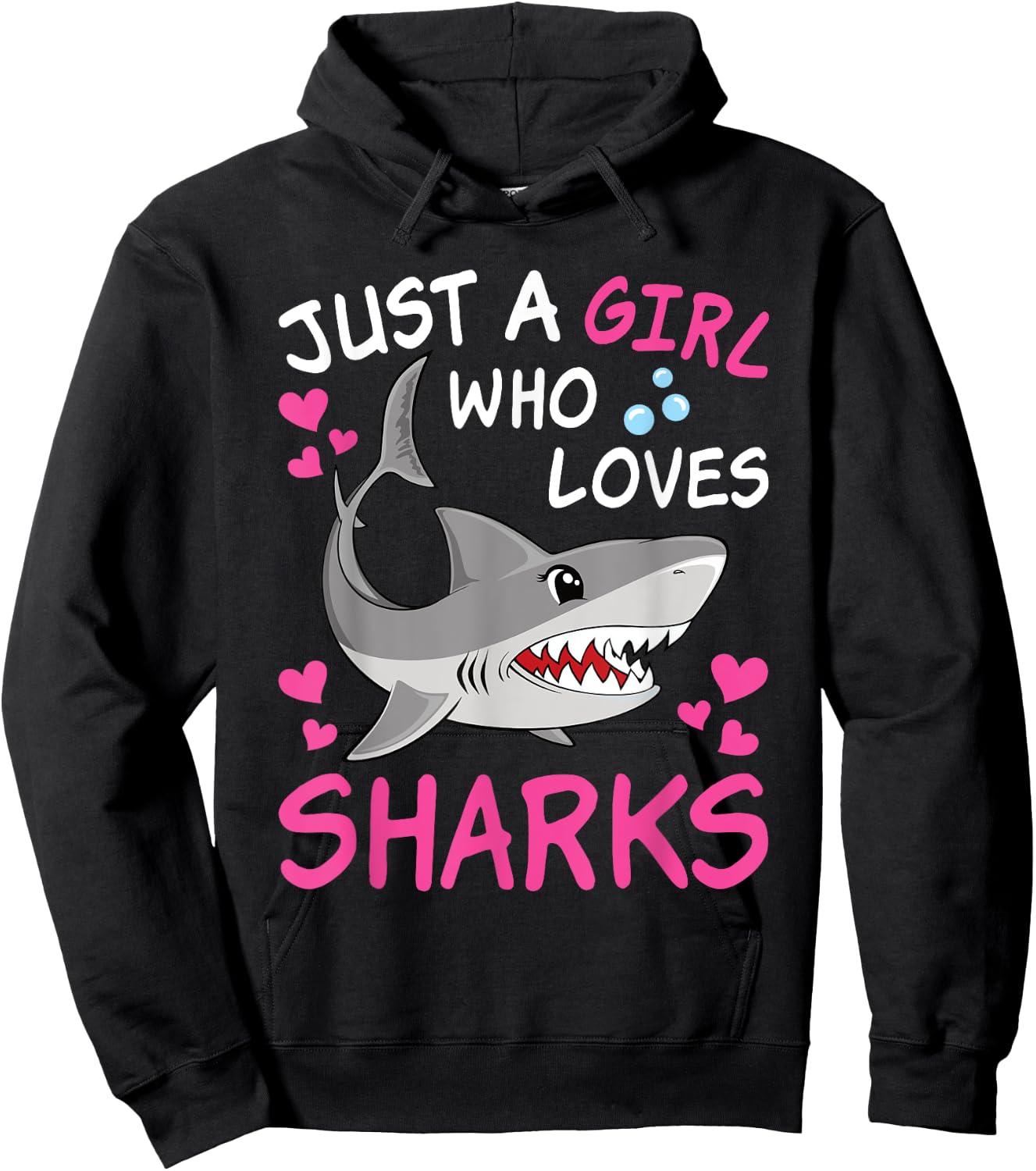 Just A Girl Who Loves Sharks Funny Ocean Animal Shark Kid Hoodie - Hoodie | Black
