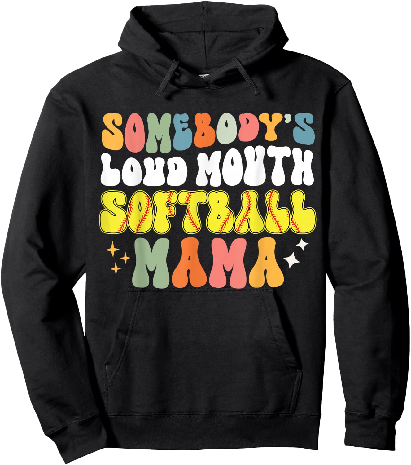 Somebody's Loud Mouth Softball Mama Funny Softball Mom Hoodie - Hoodie | Black