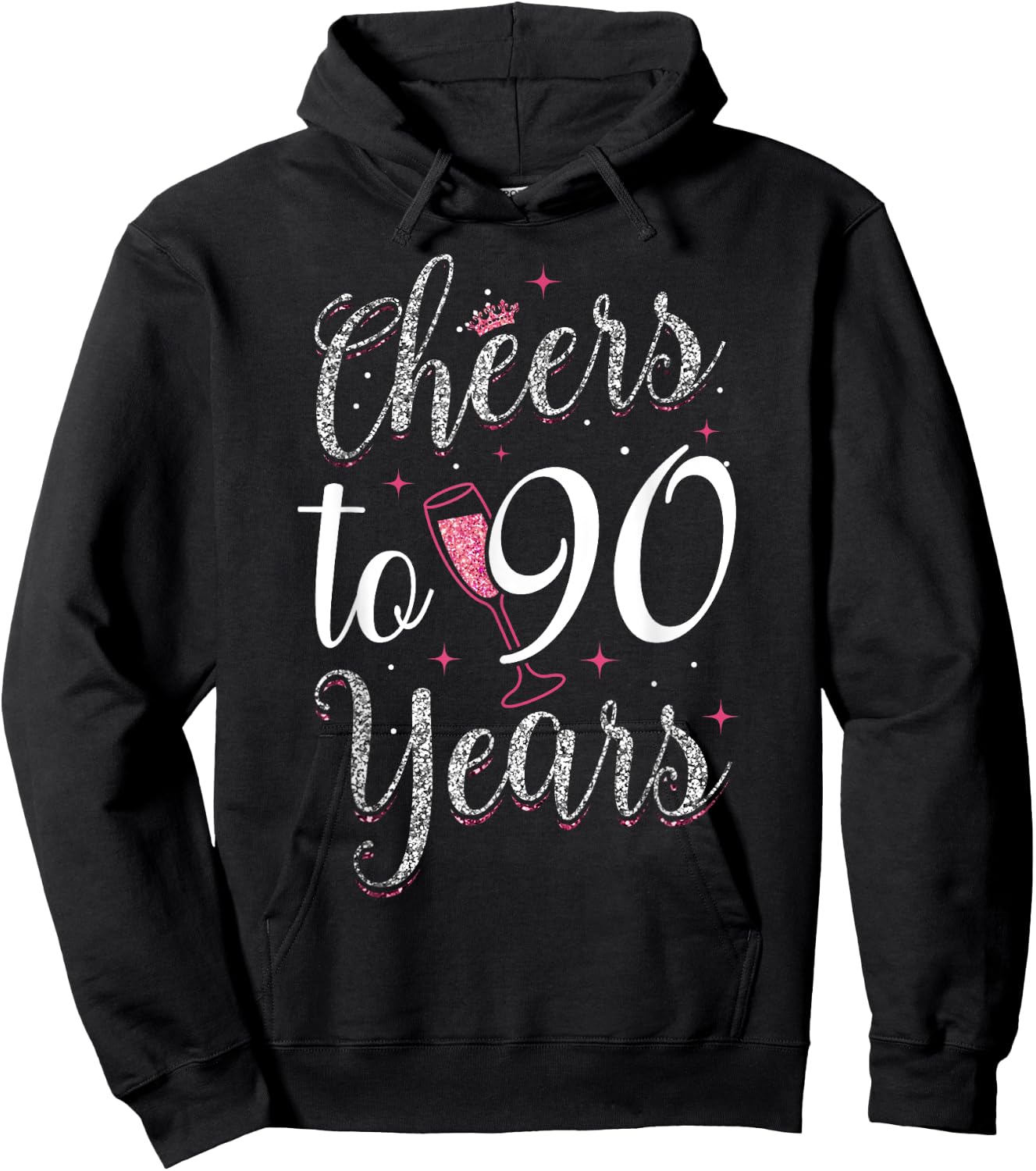 Cheers To 90 Years 90th Birthday Hoodie - Hoodie | Black
