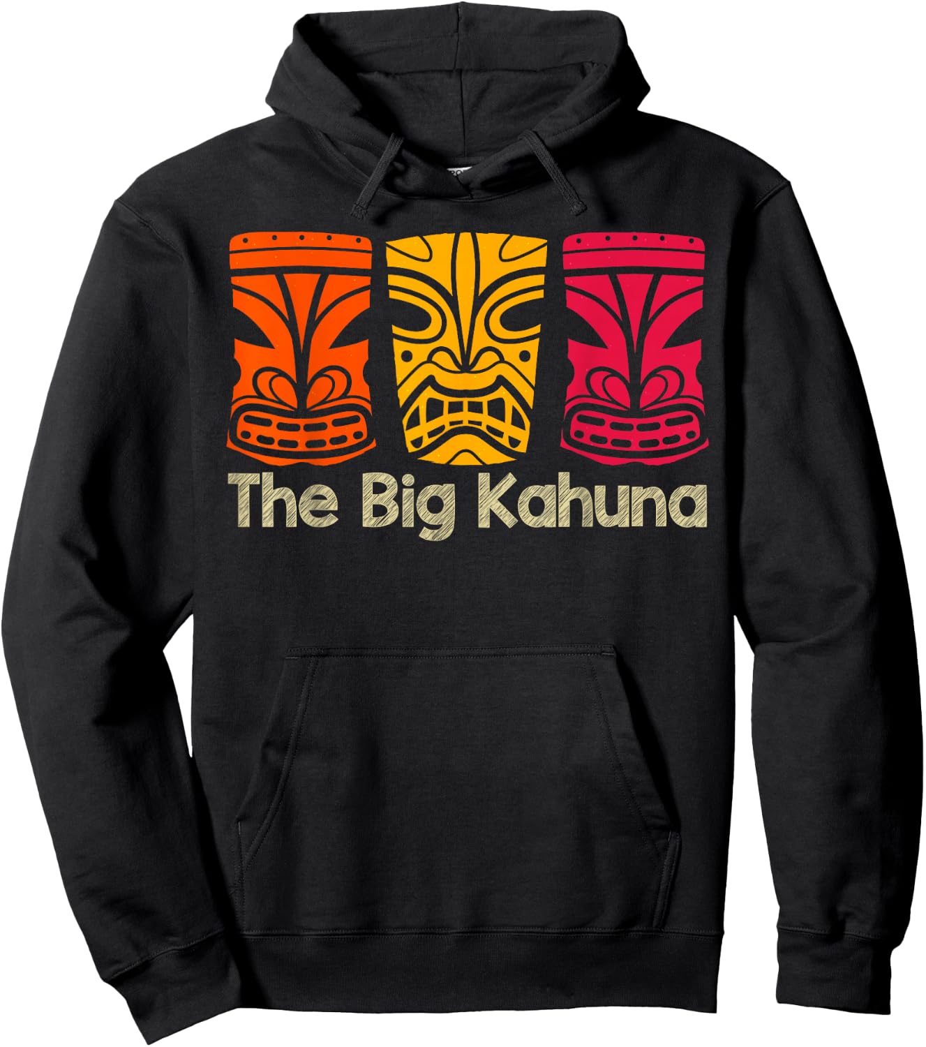 The Big Kahuna Polynesian Surfing Retro Vintage Novelty Hoodie - Hoodie | Black