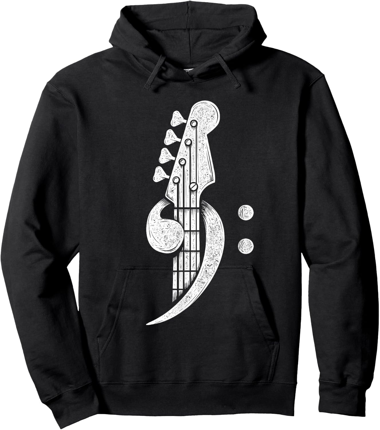 Bass Cleff - Headstock Bassist Bass Guitar Musician Music Hoodie - Hoodie | Black