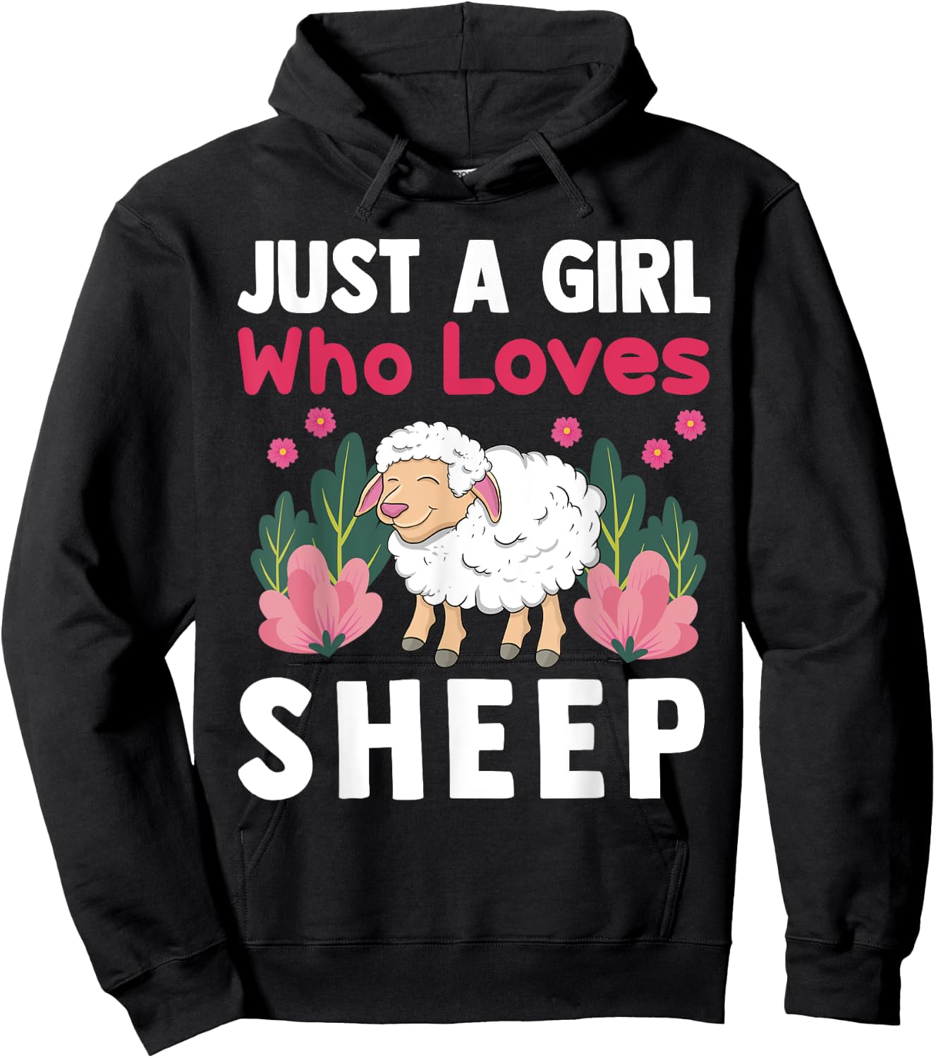 Cute Sheep Art For Sheep Lover Women Girls Kids Farm Animal Hoodie - Hoodie | Black