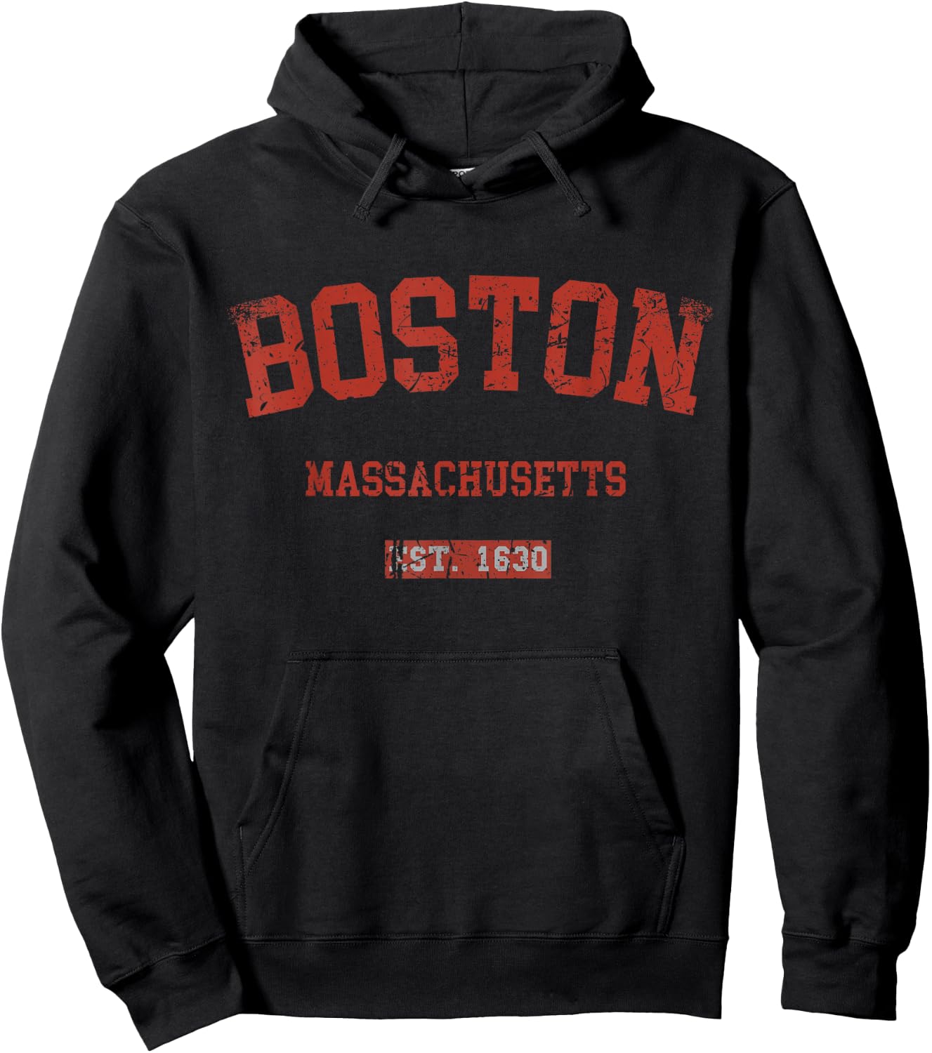 Vintage Boston Massachusetts MA Athletic Style Sports Design Hoodie - Hoodie | Black