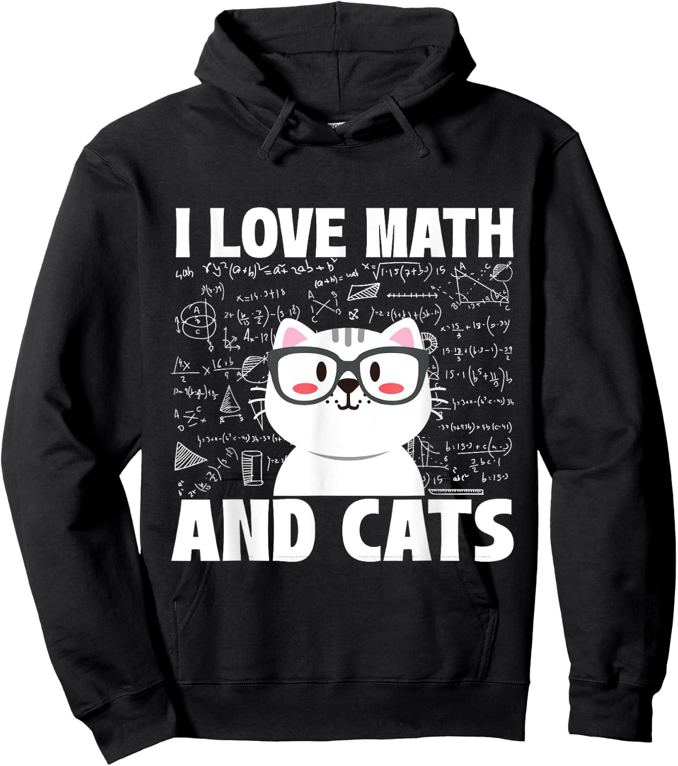 I Love Math And Cats - Feline Animal Cat Lover Kitten Kitty Hoodie - Hoodie | Black